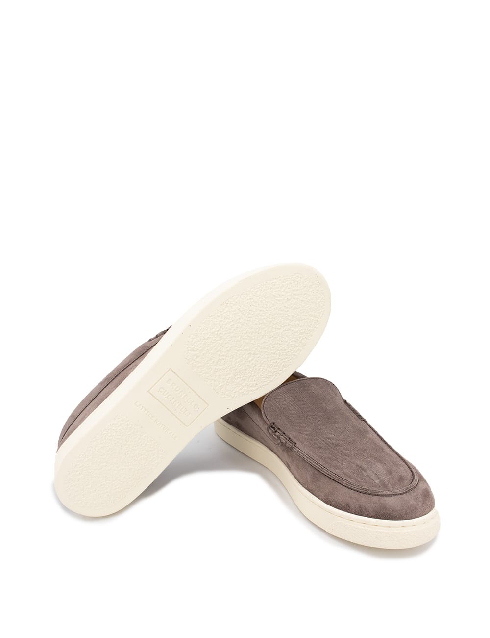 Brunello Cucinelli Suede Logo Loafers In Bisonte
