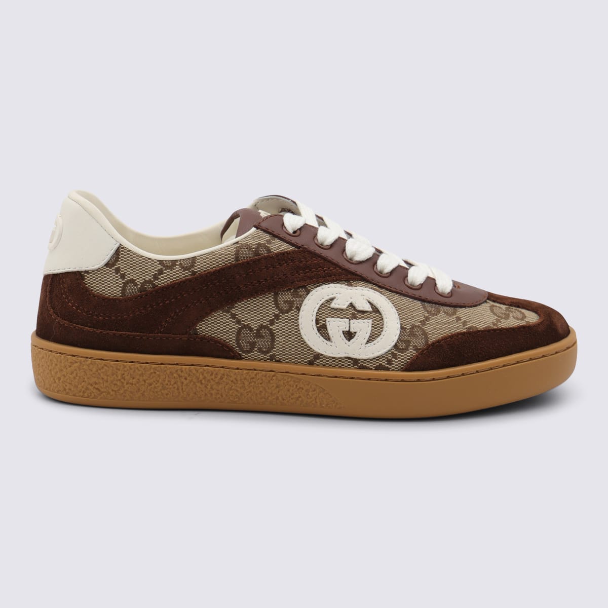 Gucci Beige Leather Sneakers In Multi