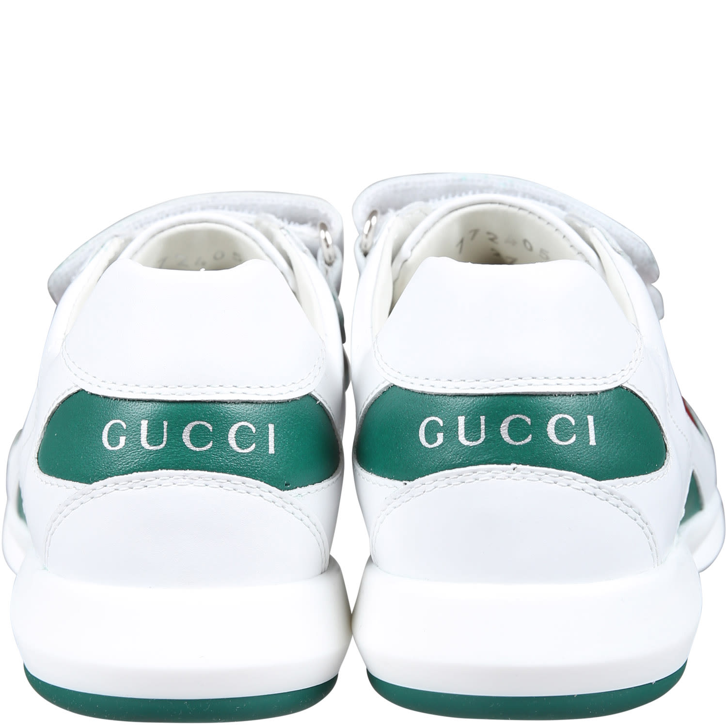 Shop Gucci White Sneakers For Kids With Web Detail