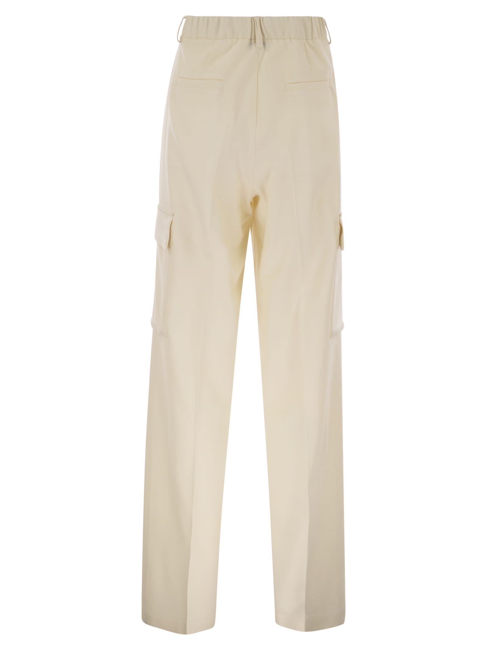 Herno Cargo Trousers In Wool And Viscose Blend In Neutral