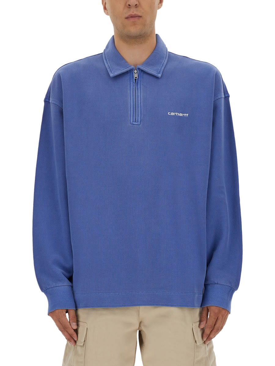 Carhartt Jersey Piquescript In Blue