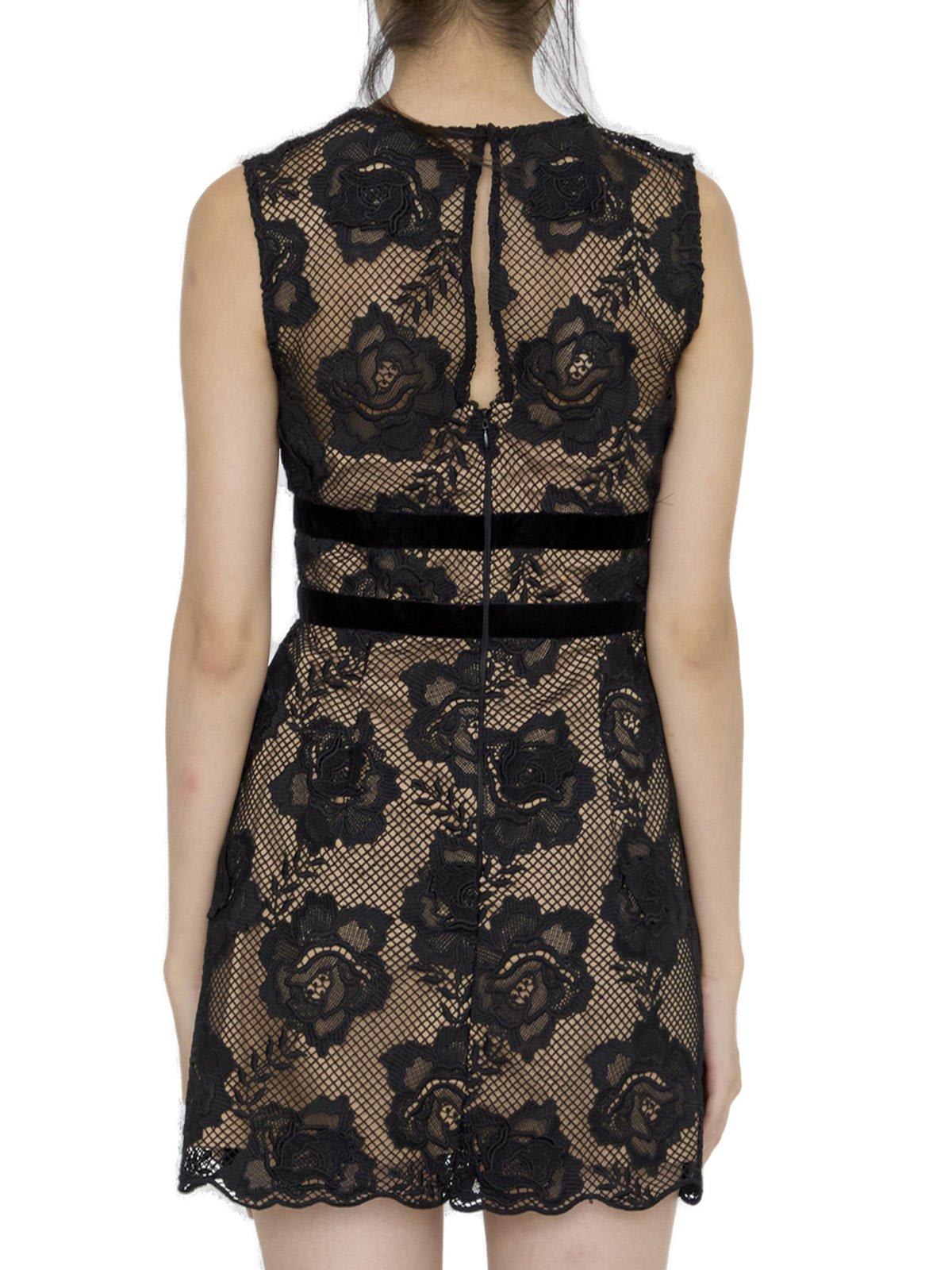 Shop Self-portrait Lace Mini Dress In Nero