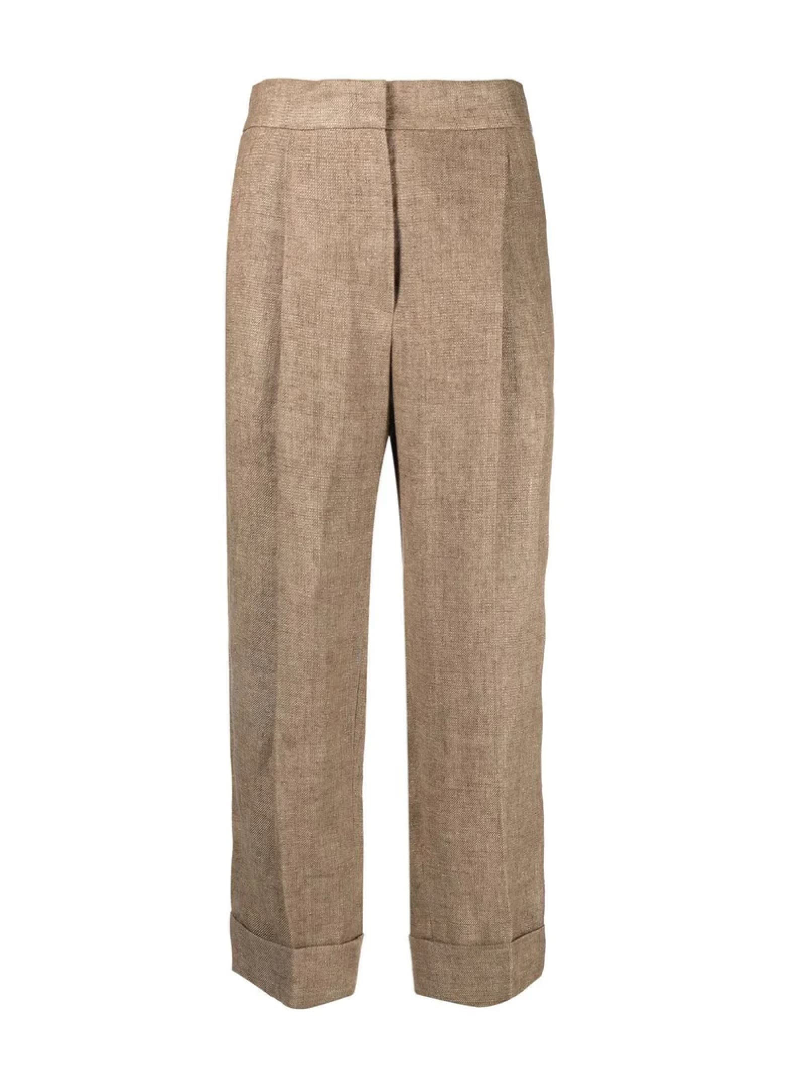 Shop Brunello Cucinelli Relaxed Sartorial Trousers In Sparkling Washed Linen Twill In Camel Brown