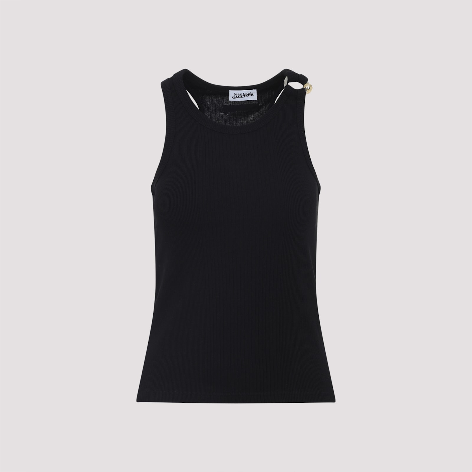 Jean Paul Gaultier Tank Top With Gold-tone Hardware And Ribbed Texture In Black