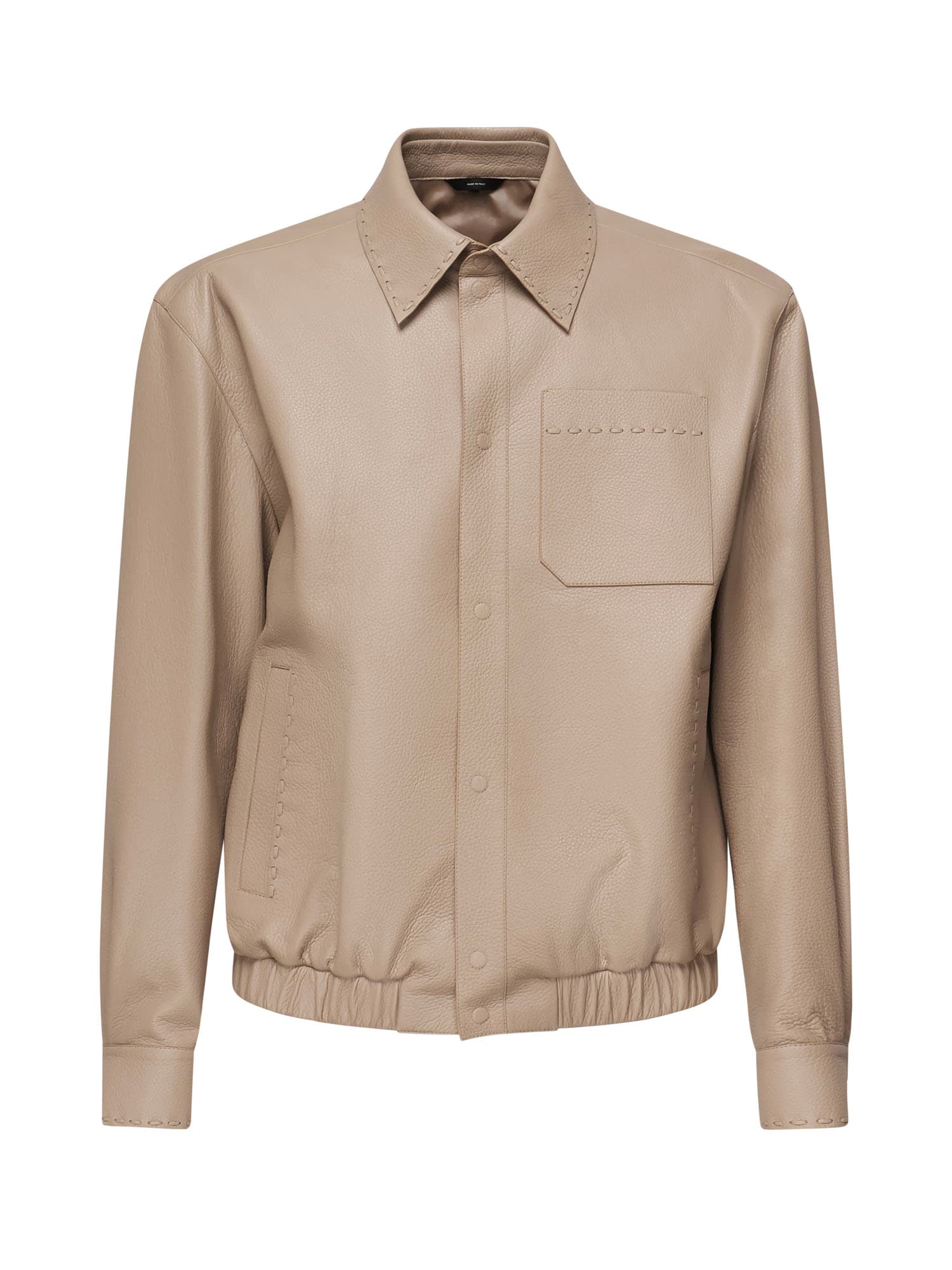 Fendi Selleria Leather Jacket In Orange