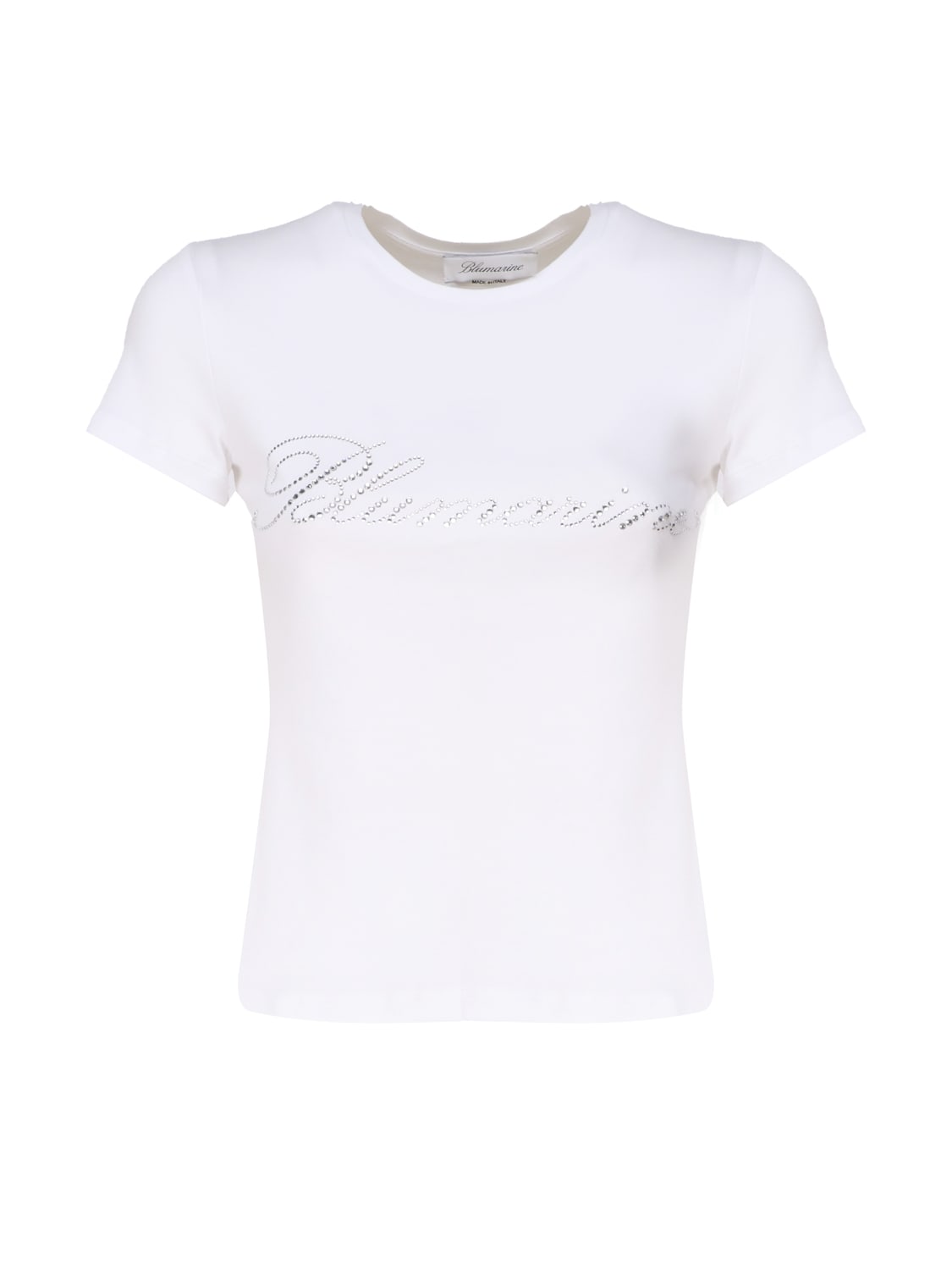 T-shirt With Studs And Rhinestone Embroidery