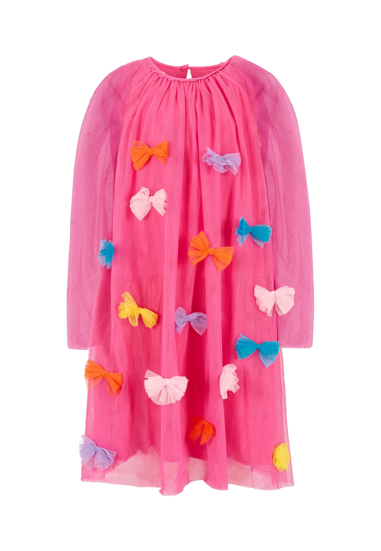 Stella Mccartney Bow-appliqué Tulle Dress In Pink