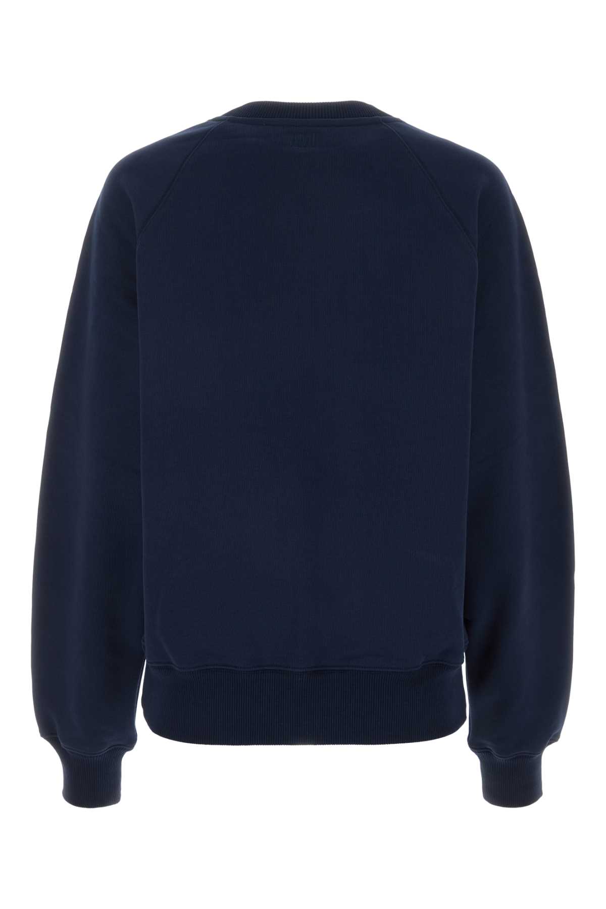 Shop Ami Alexandre Mattiussi Navy Blue Cotton Sweatshirt In Nightblue