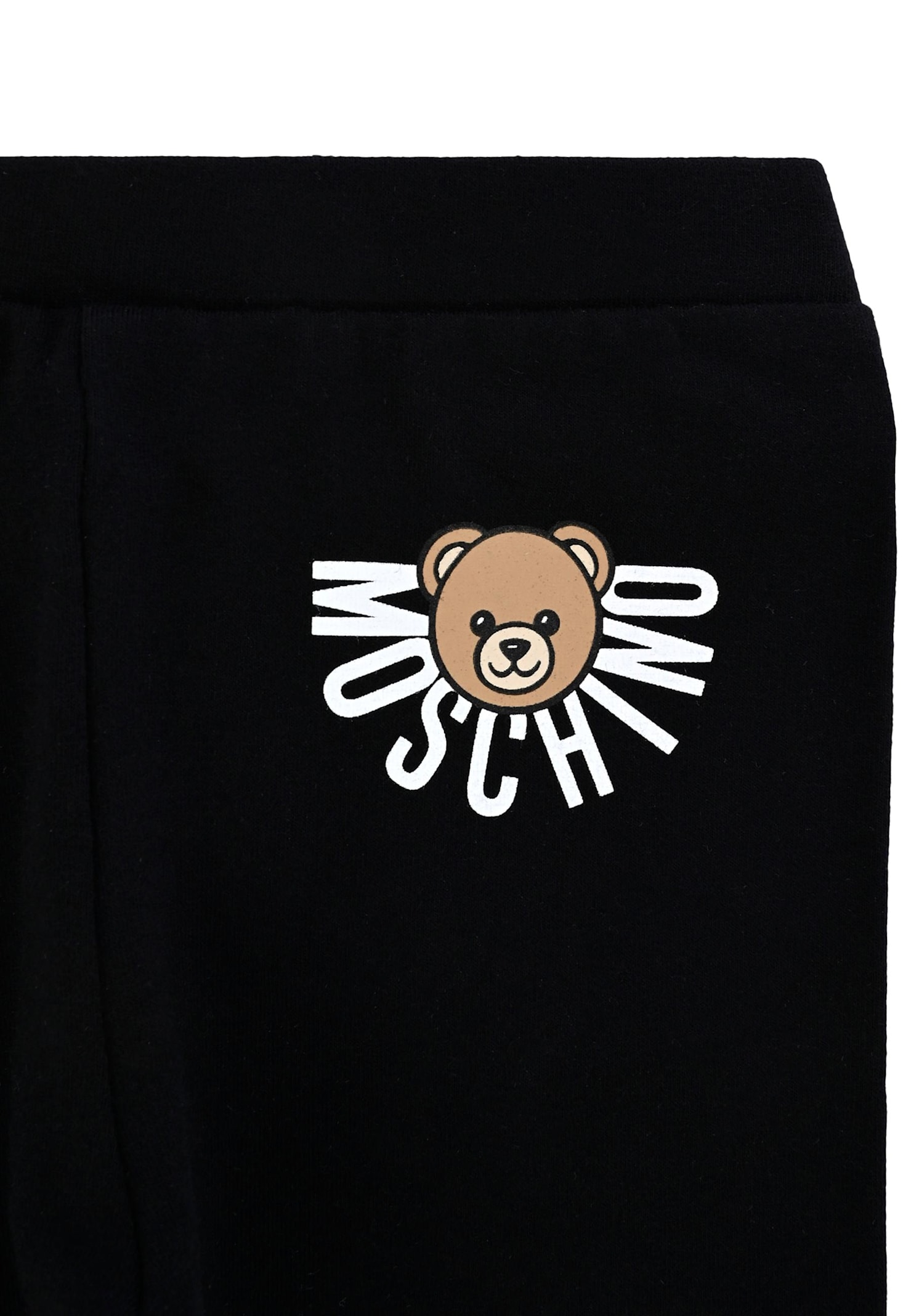 Moschino Black Leggings For Baby Girl With Teddy Bear In Black