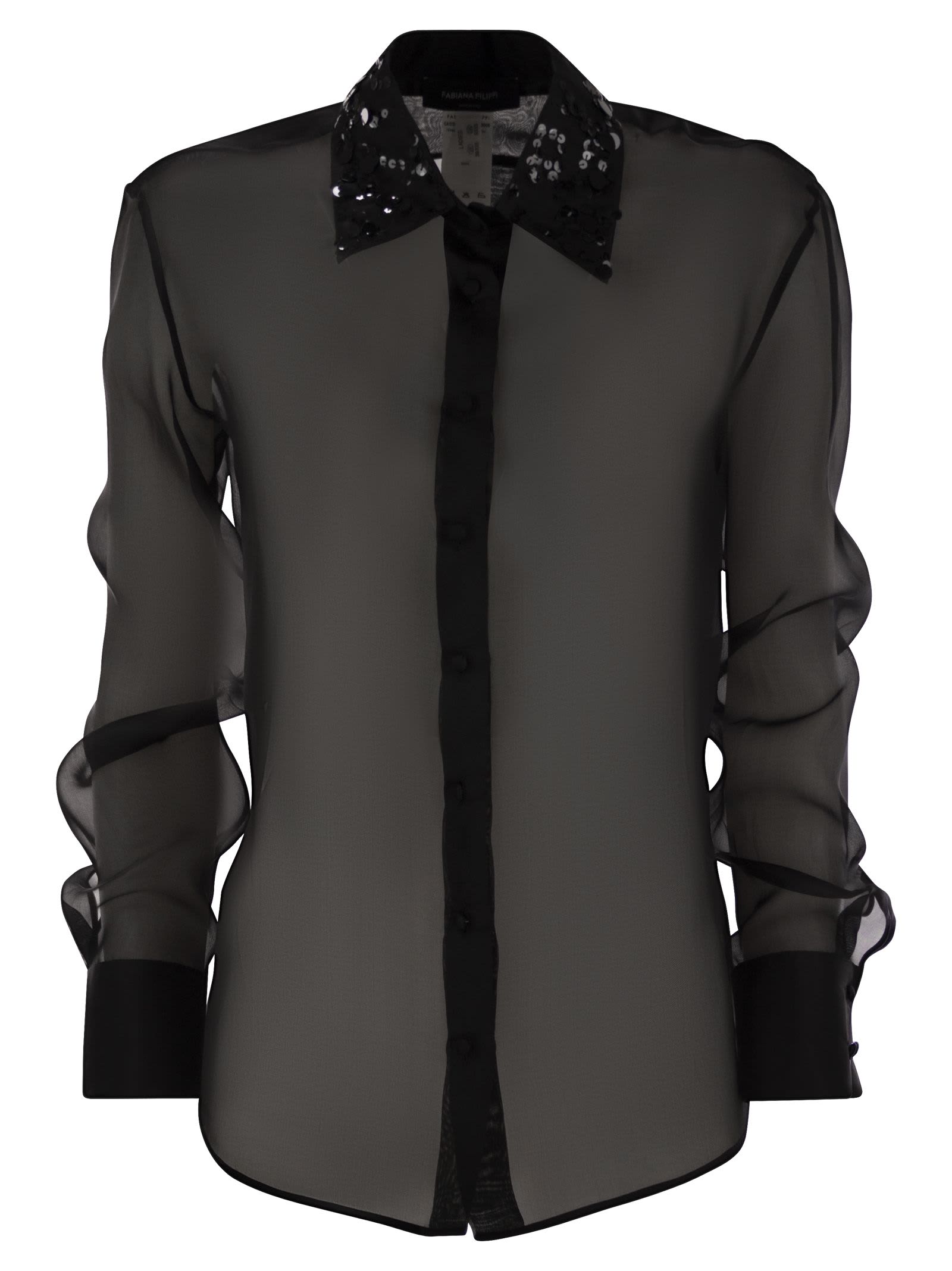 Fabiana Filippi Women's Silk Organza Shirt With Embroidery In Black