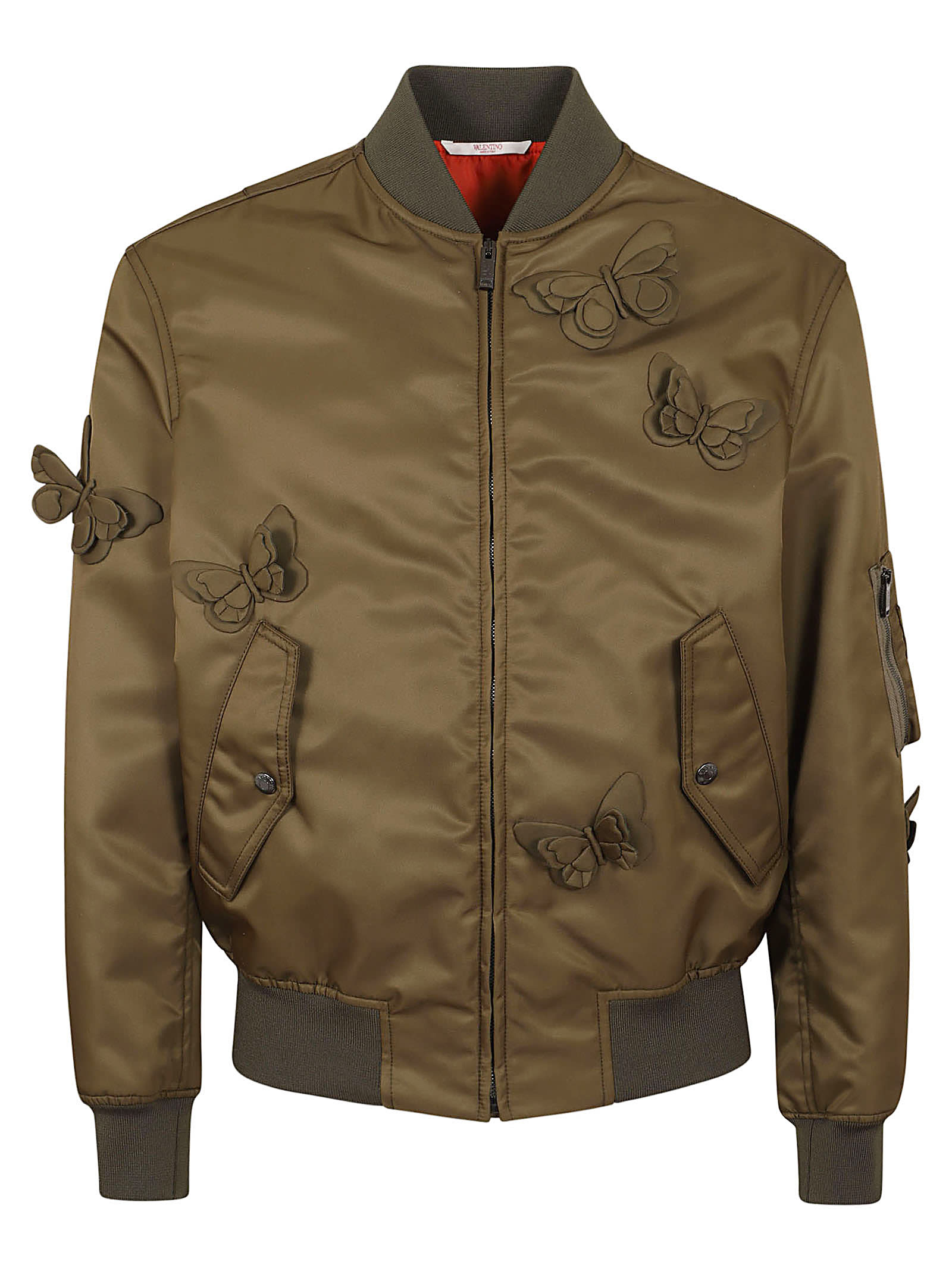 Shop Valentino Butterfly Embroideries Jacket In Olive
