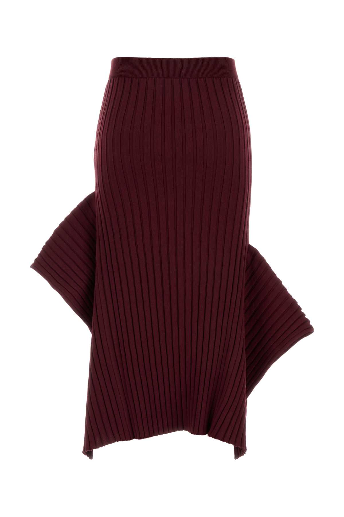 Stella Mccartney Cotton Skirt With Asymmetric Hem And Ribbed Texture In Burgundy
