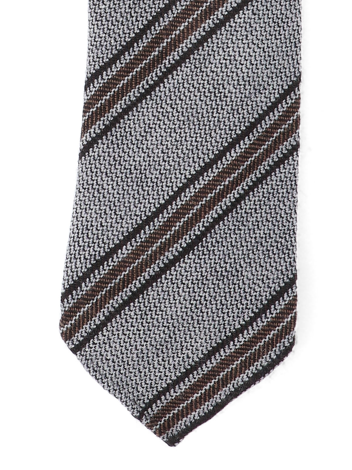 Cesare Attolini Textured Fabric Ties Diagonal Stripes In Gray
