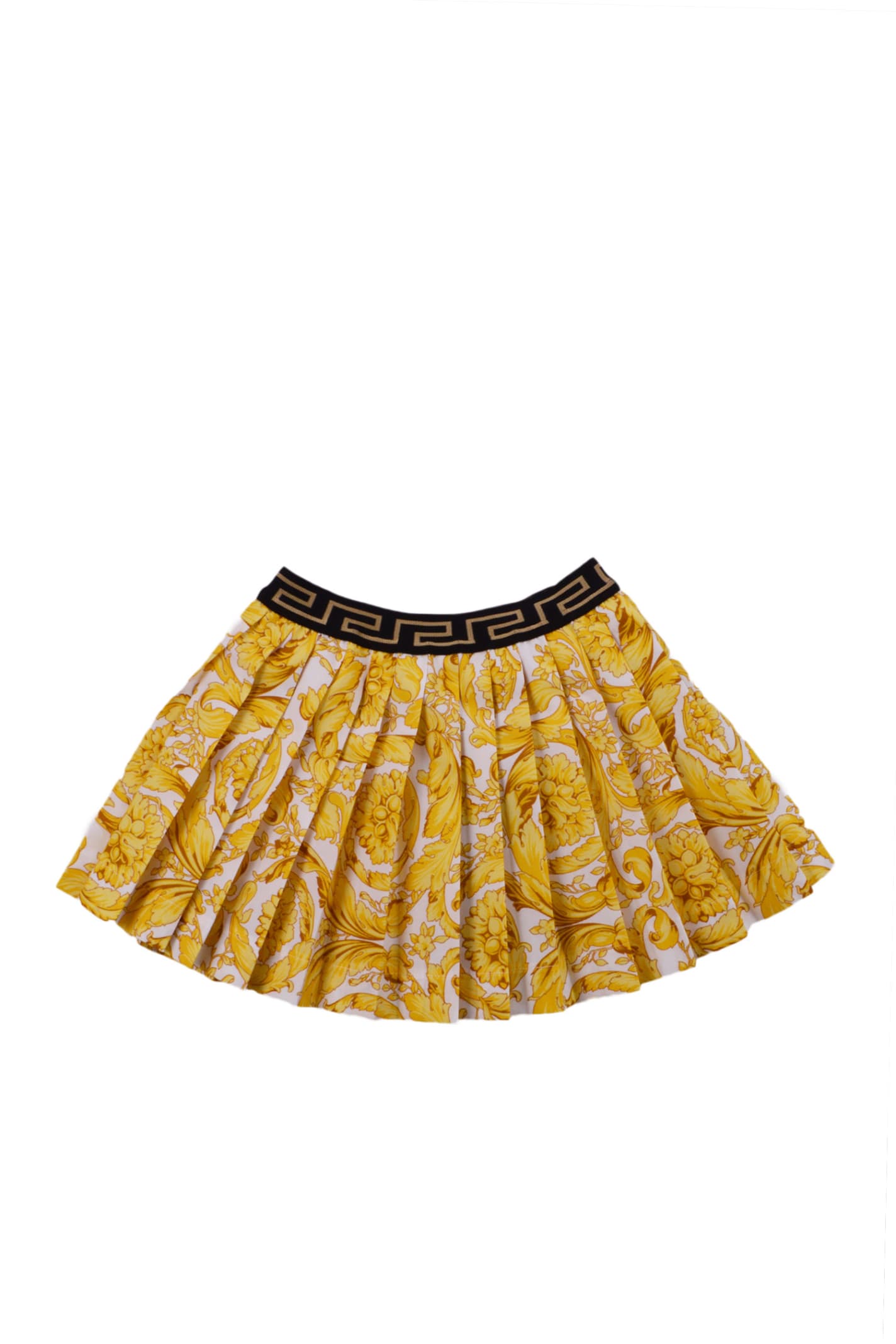 VERSACE PLEATED SKIRT WITH BAROQUE PRINT