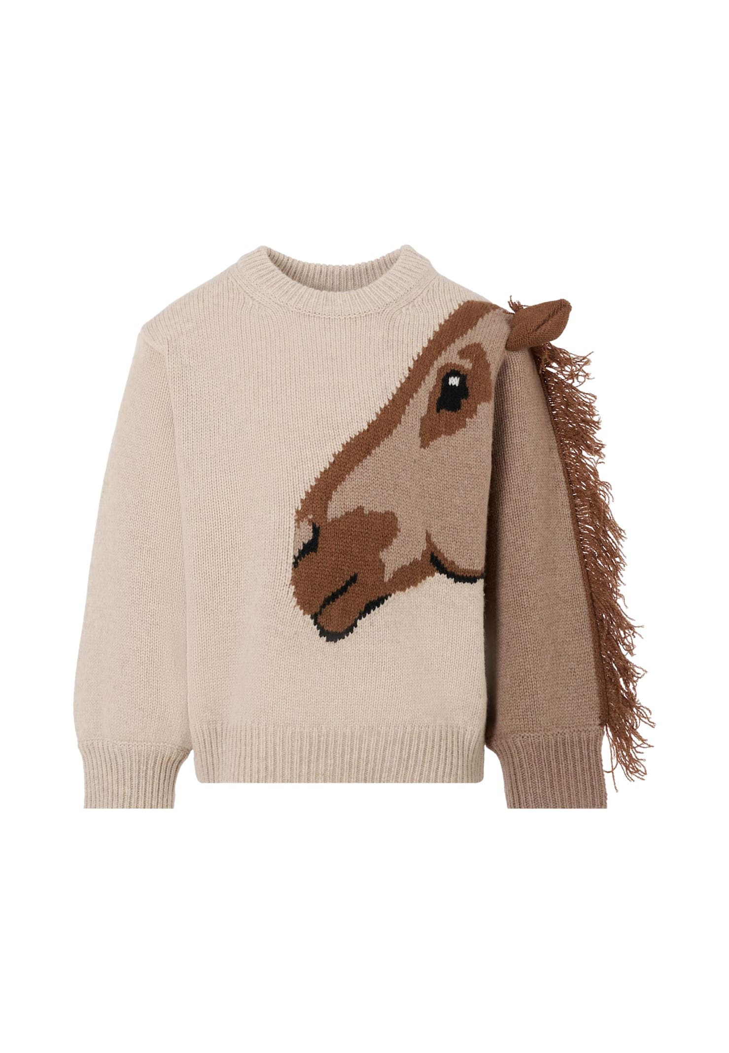 Molo Beige Sweater For Girl With Horse In Brown