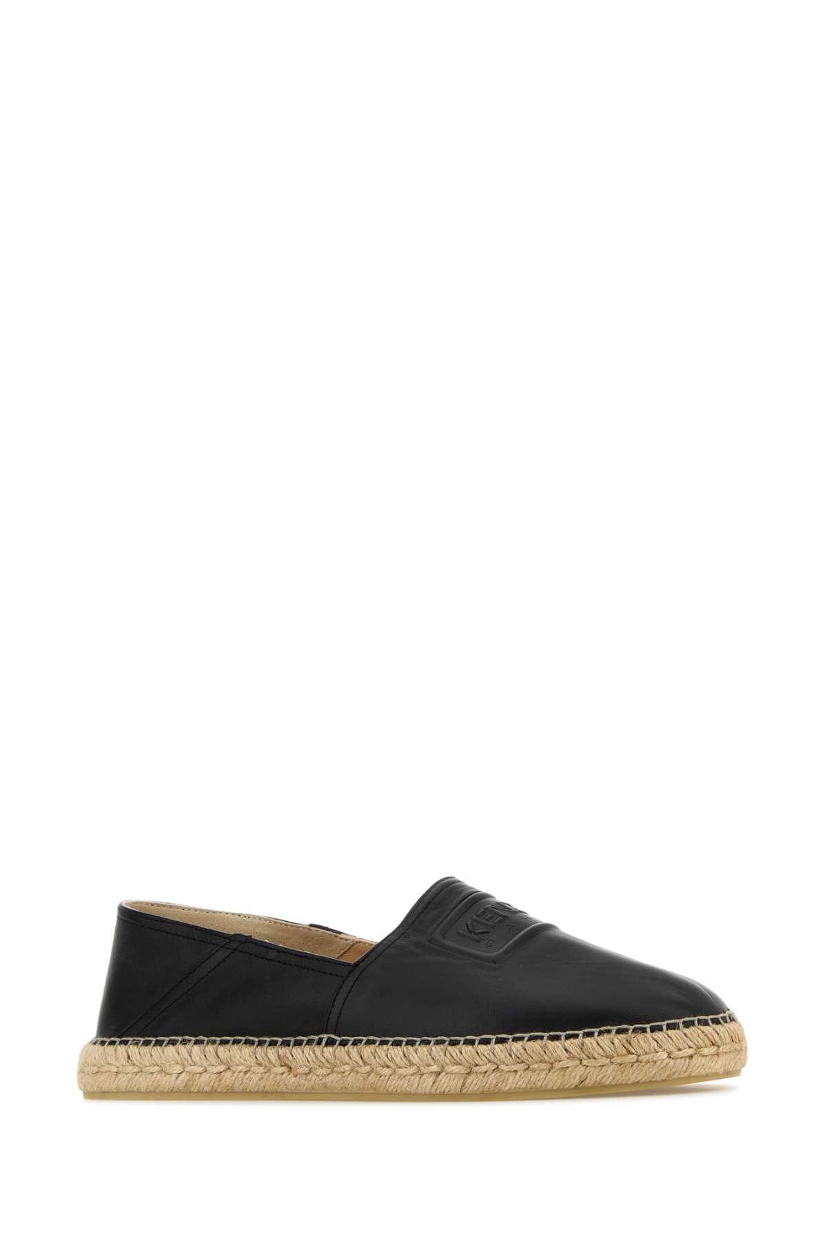 Shop Kenzo Black Leather Espadrilles