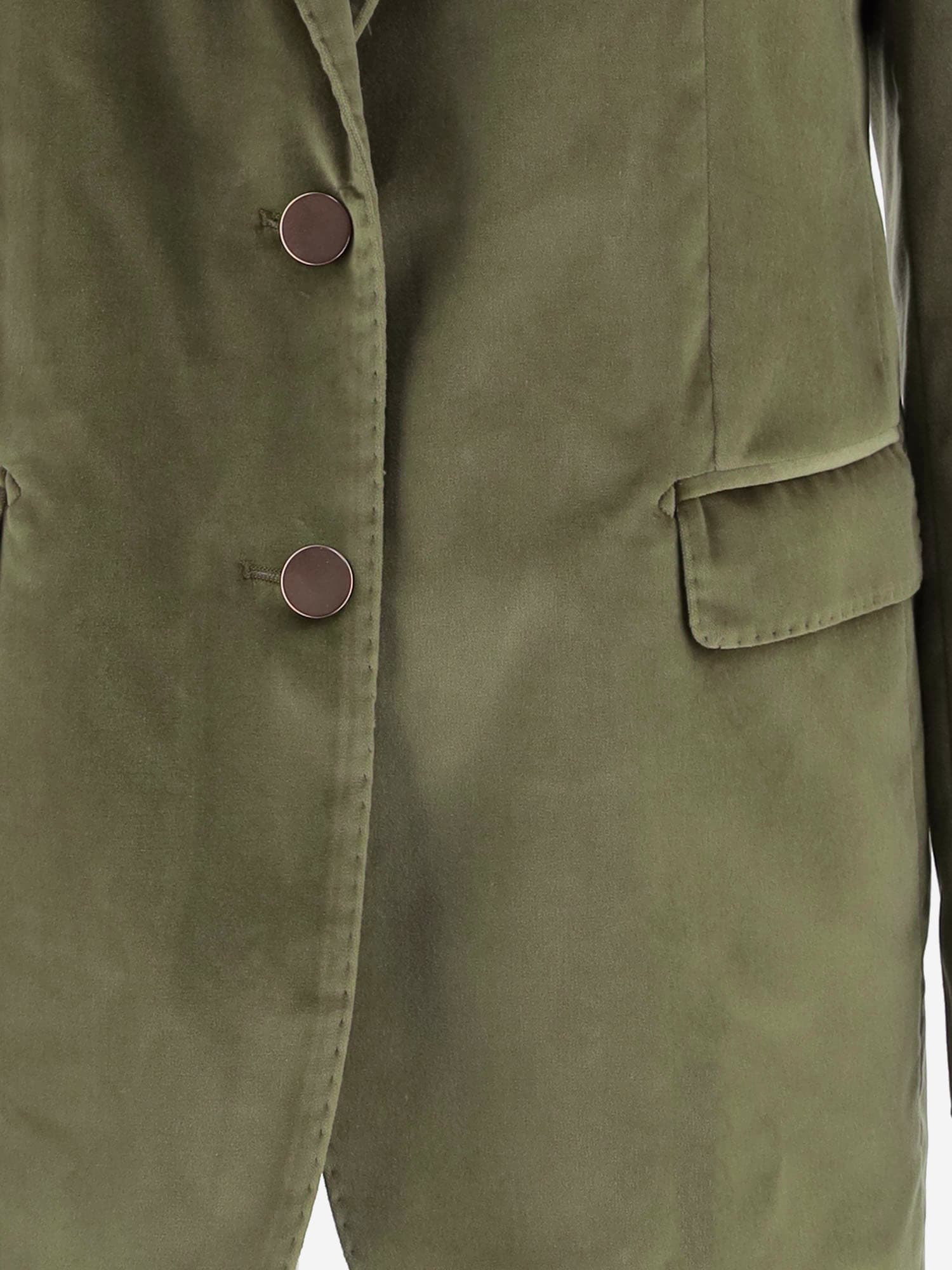 Tagliatore Single-breasted Jacket In Stretch Cotton Velvet In Green