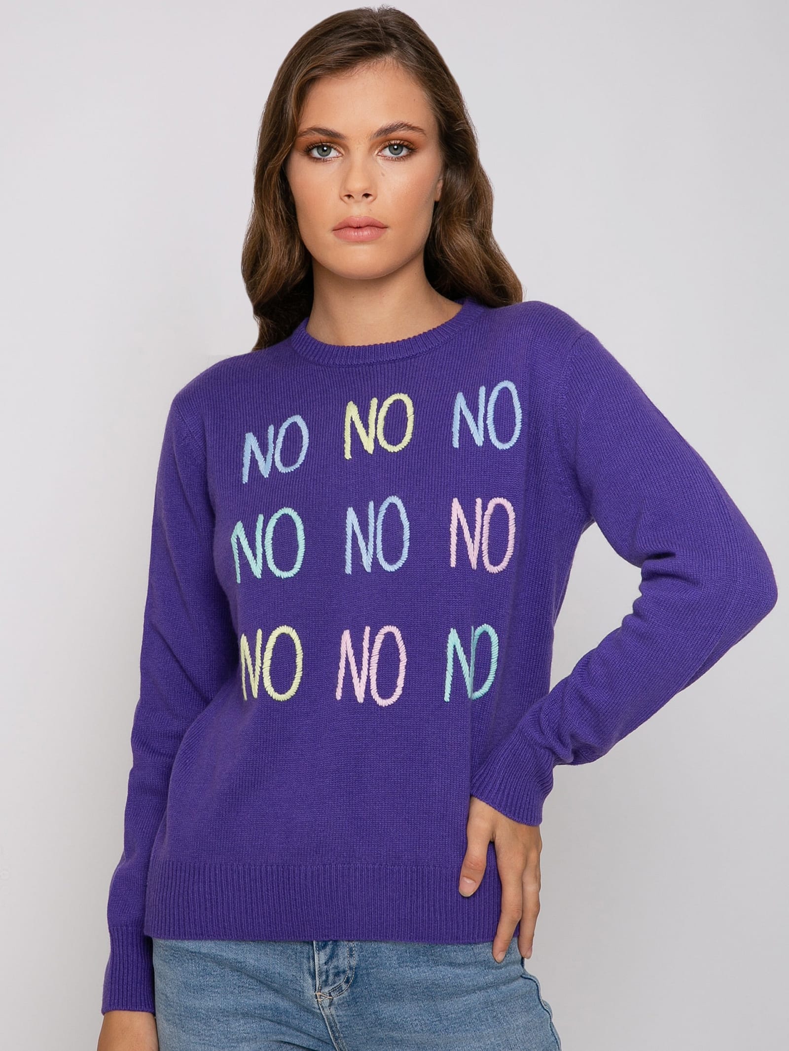 MC2 Saint Barth Woman Sweater With No No No Embroidery