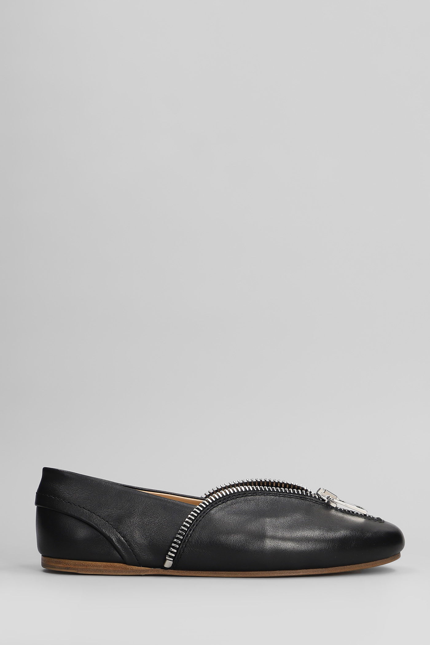 Jw Anderson Biker Ballerina Ballet Flats In Black Leather