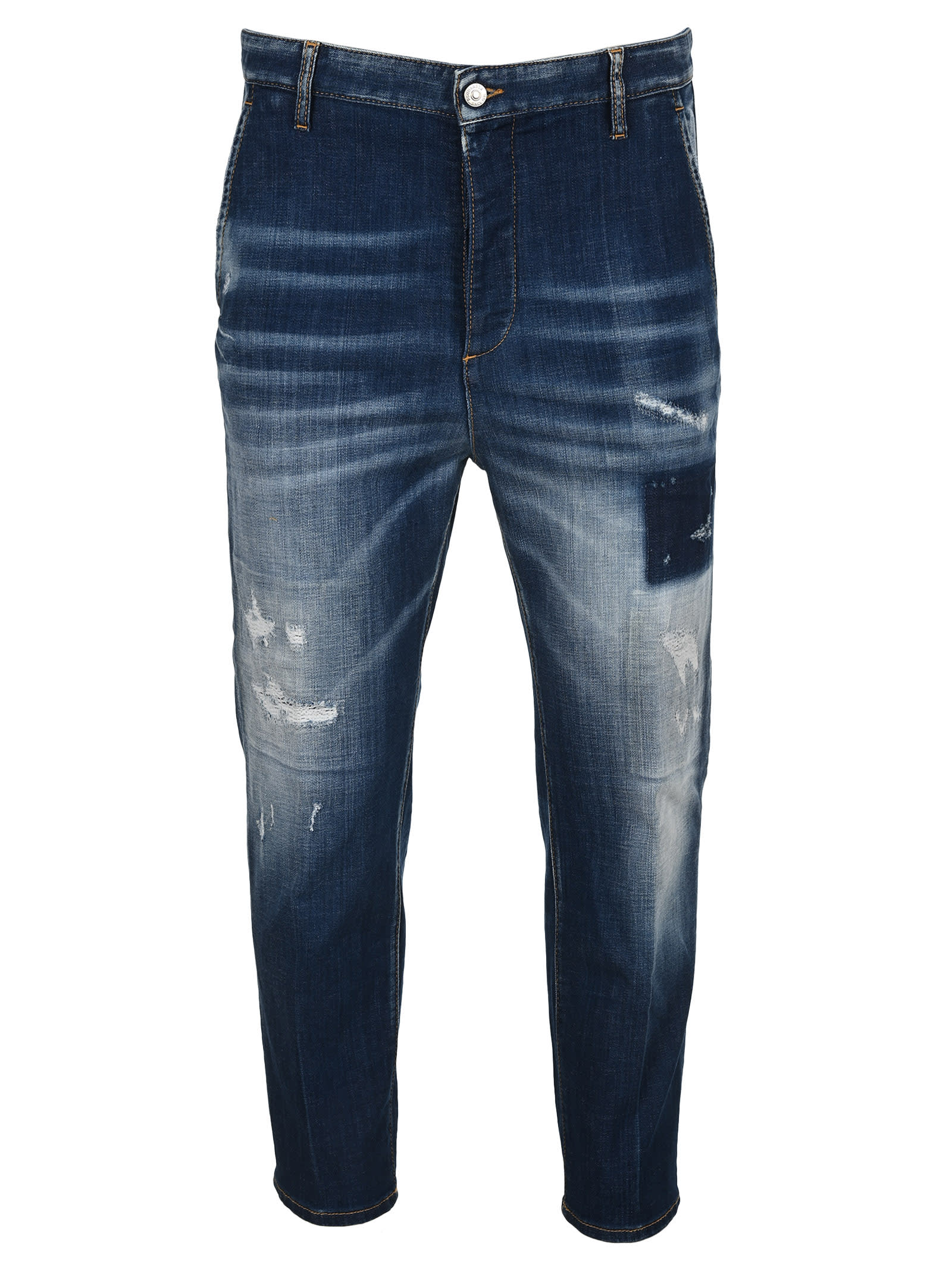 Dsquared2 D Squared Distressed Details Cropped Jeans In Blue