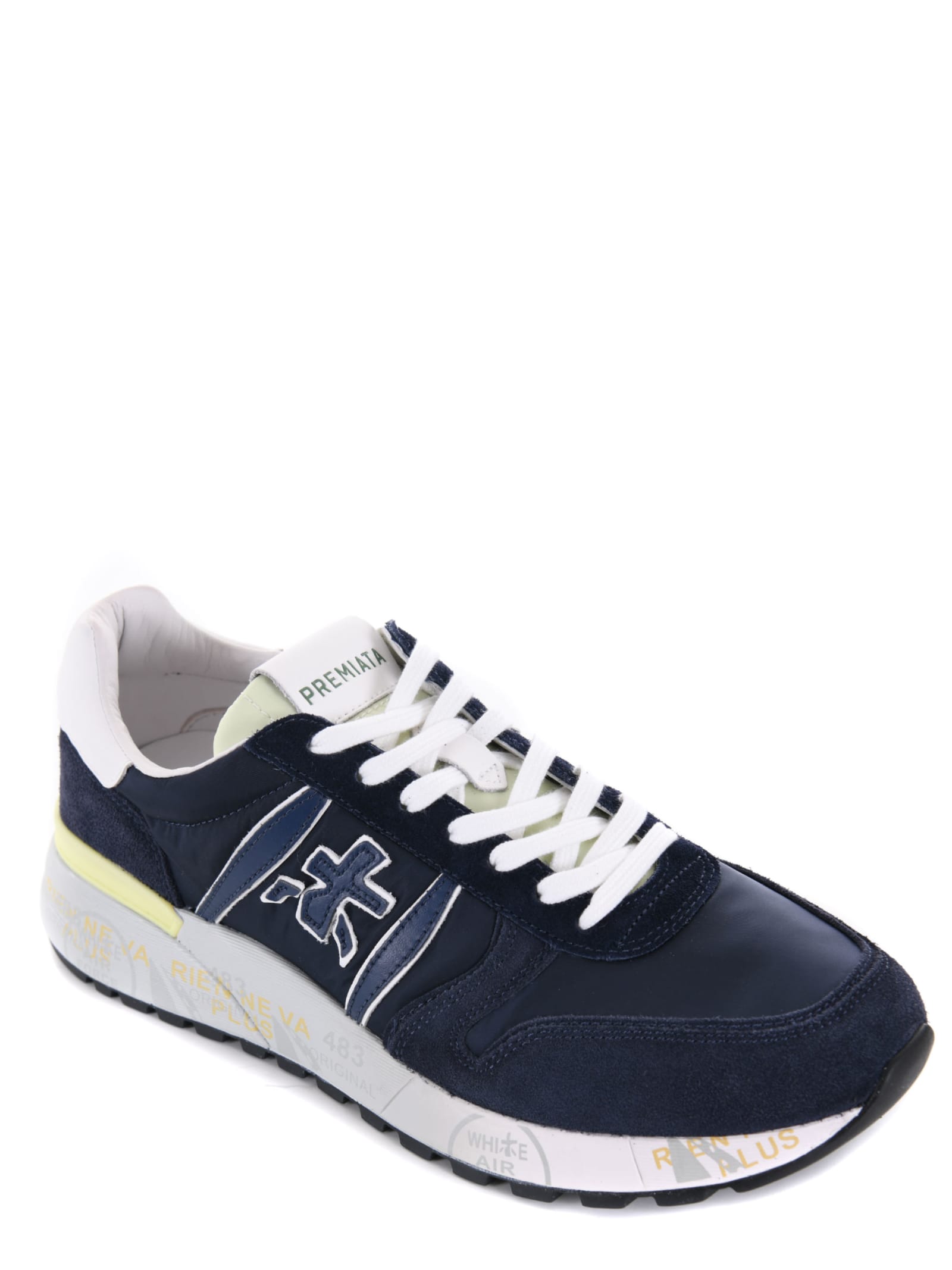 Shop Premiata Sneakers In Suede And Nylon In Blue