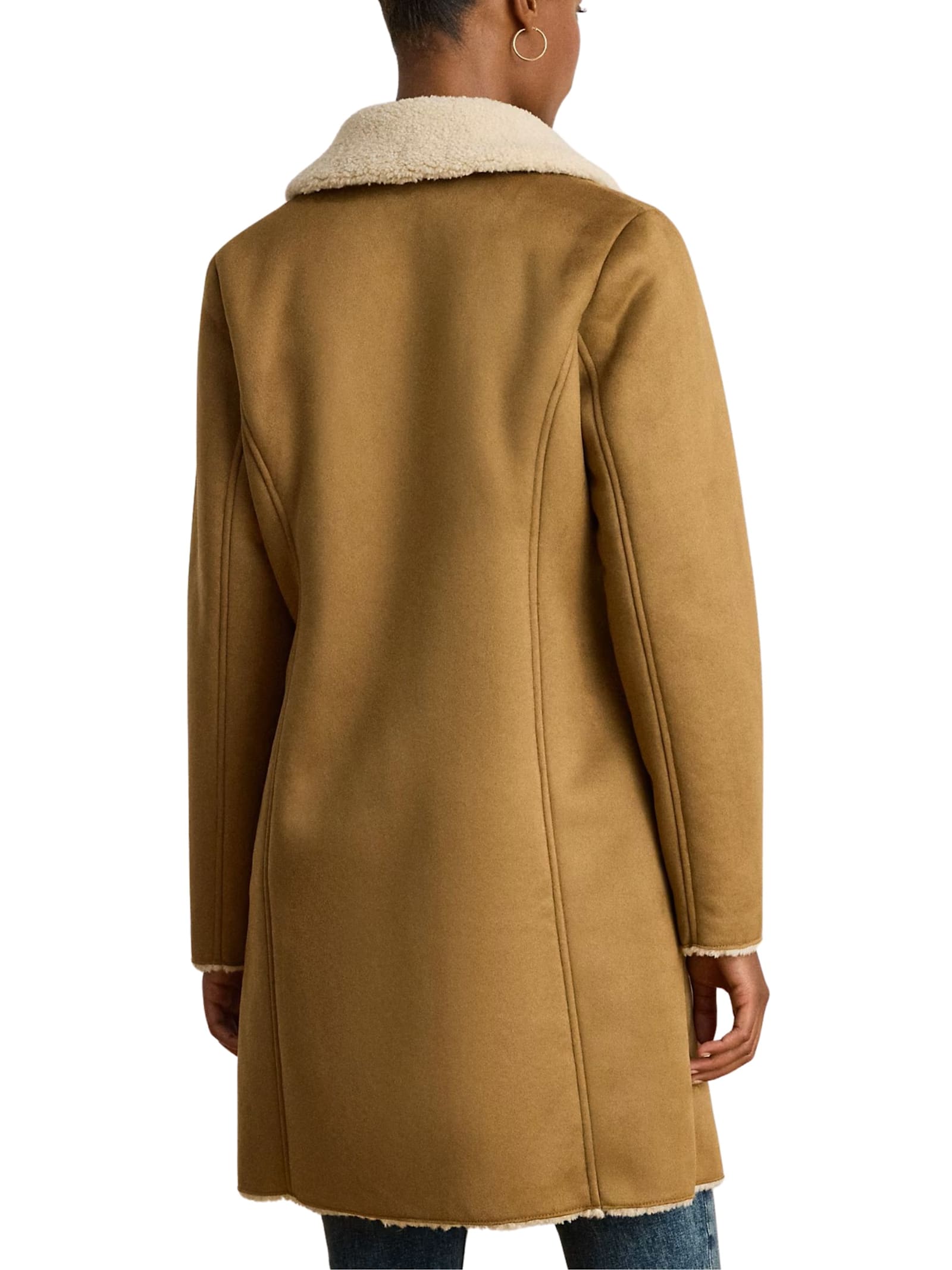 Ralph Lauren Faux-fur Collar Coat In Brown