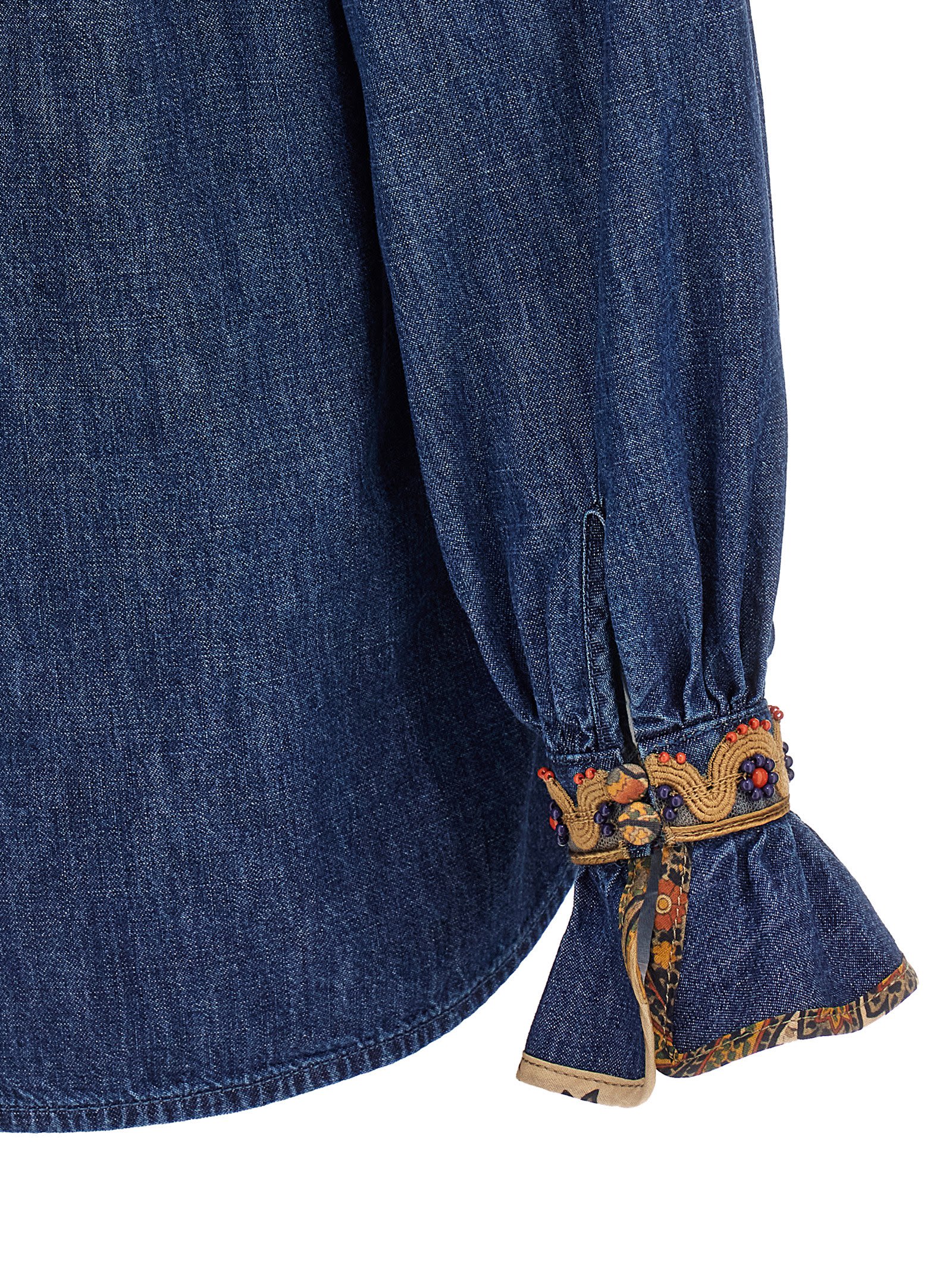 VALENTINO VALENTINO GARAVANI CHAMBRAY DENIM EMBROIDERED TOP 