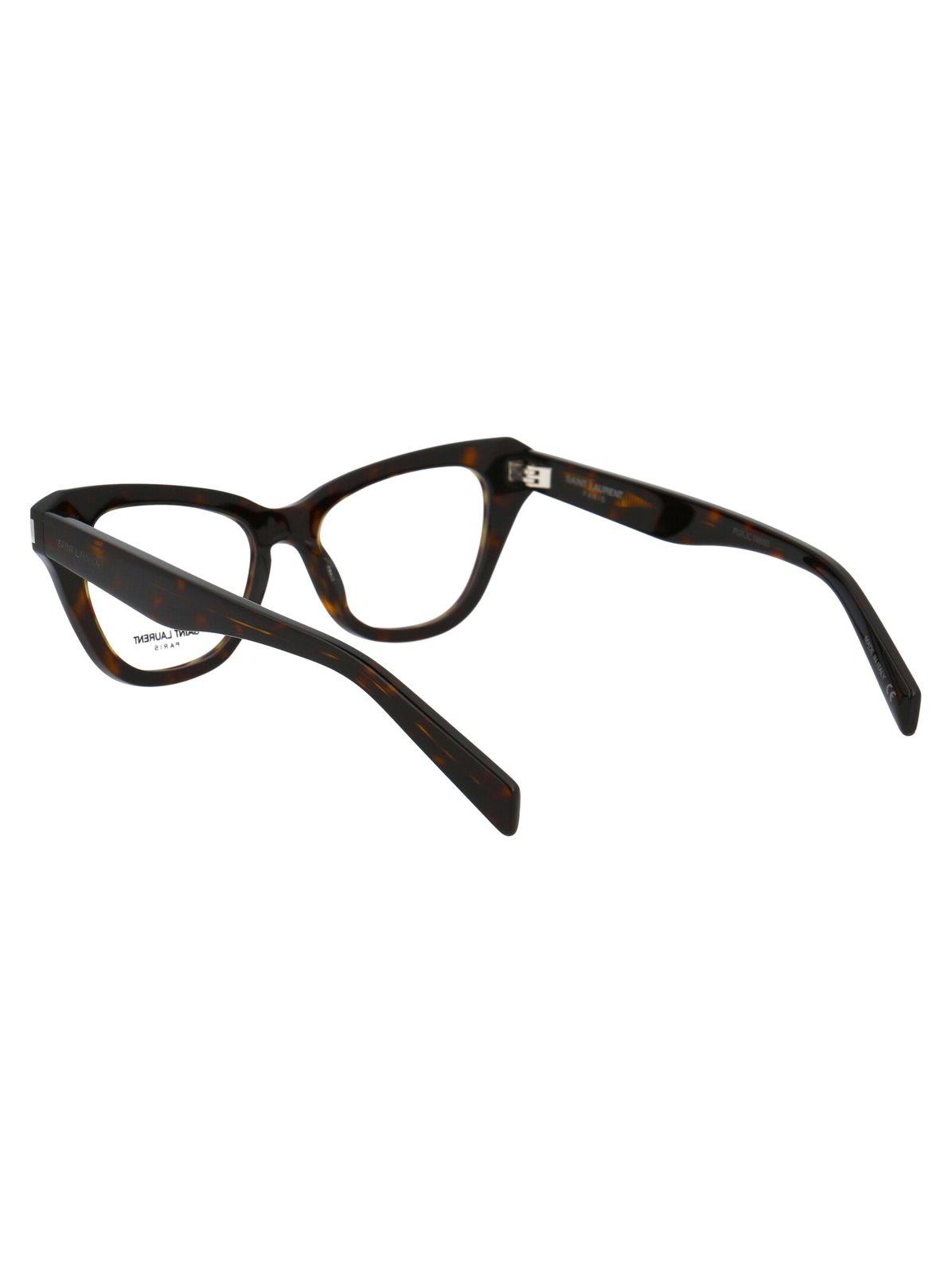 Shop Saint Laurent Cat-eye Frame Glasses In 002 Havana Havana Transpa