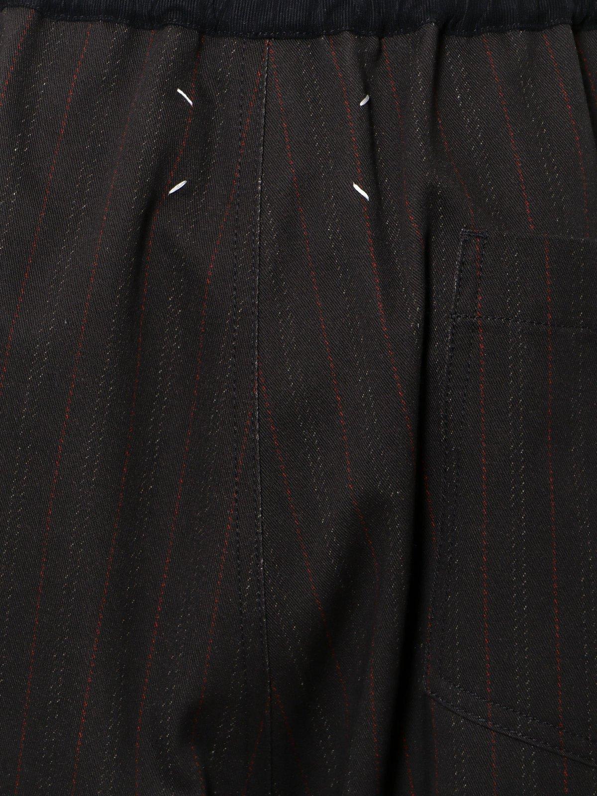 Shop Maison Margiela Drawstring Stitch Detailed Trousers In Grey