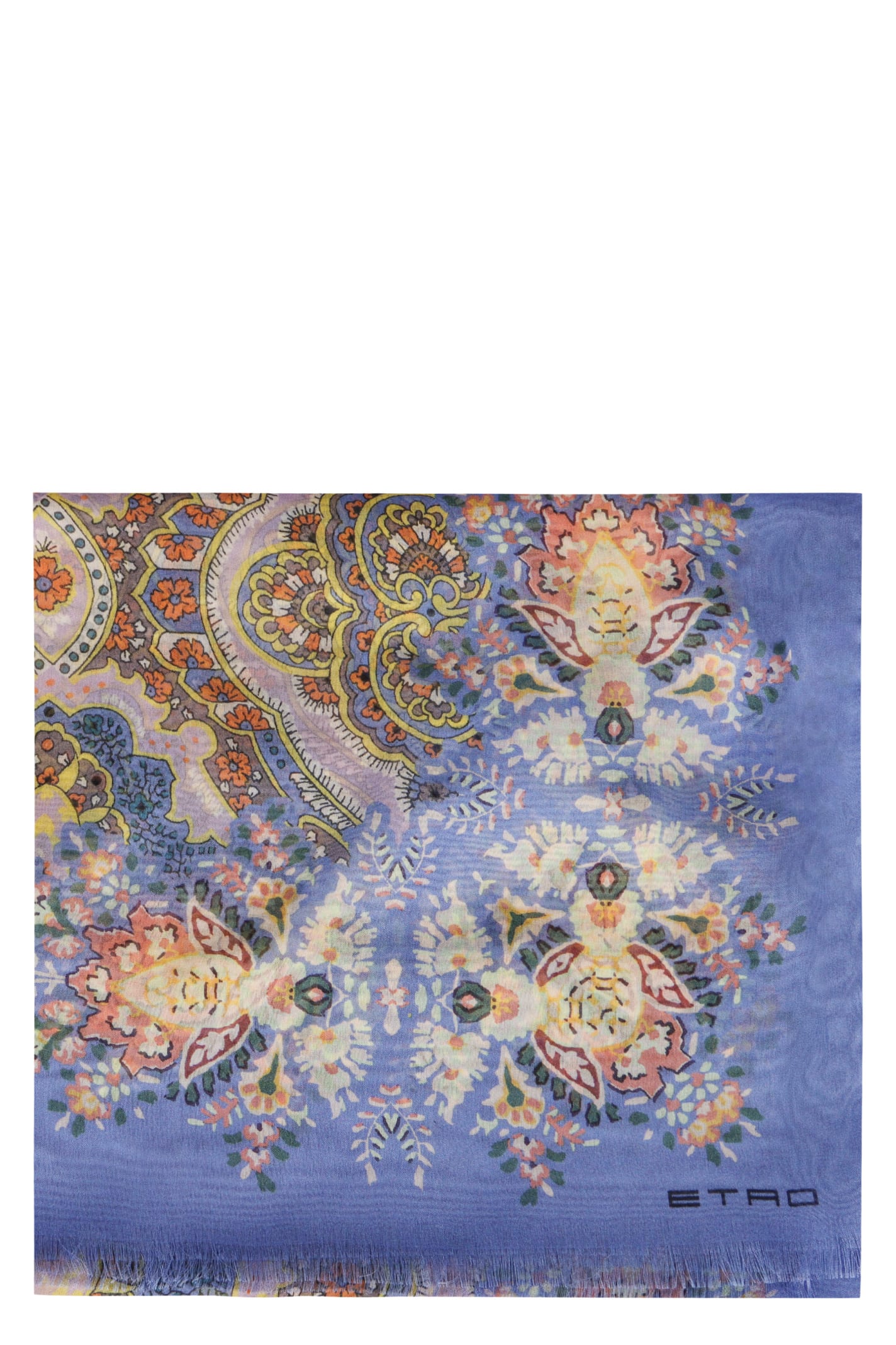 Shop Etro Printed Silk Scarf In Lilac