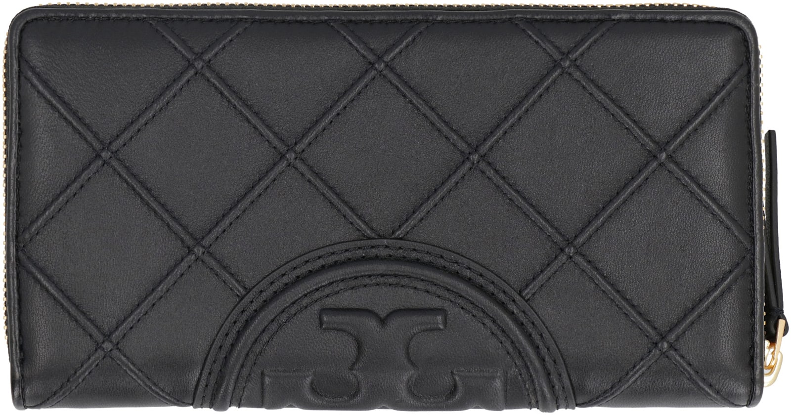 Shop Tory Burch Fleming Continental Wallet In Leather In Black