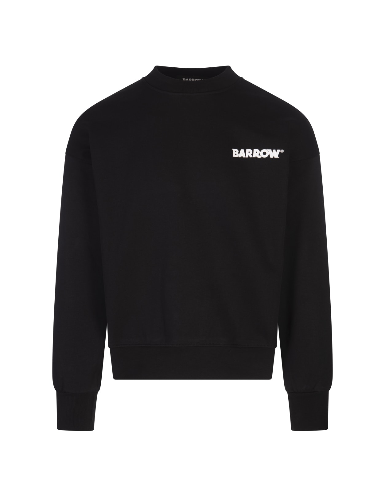 Black Crew Neck Sweatshirt With Logo And Smile