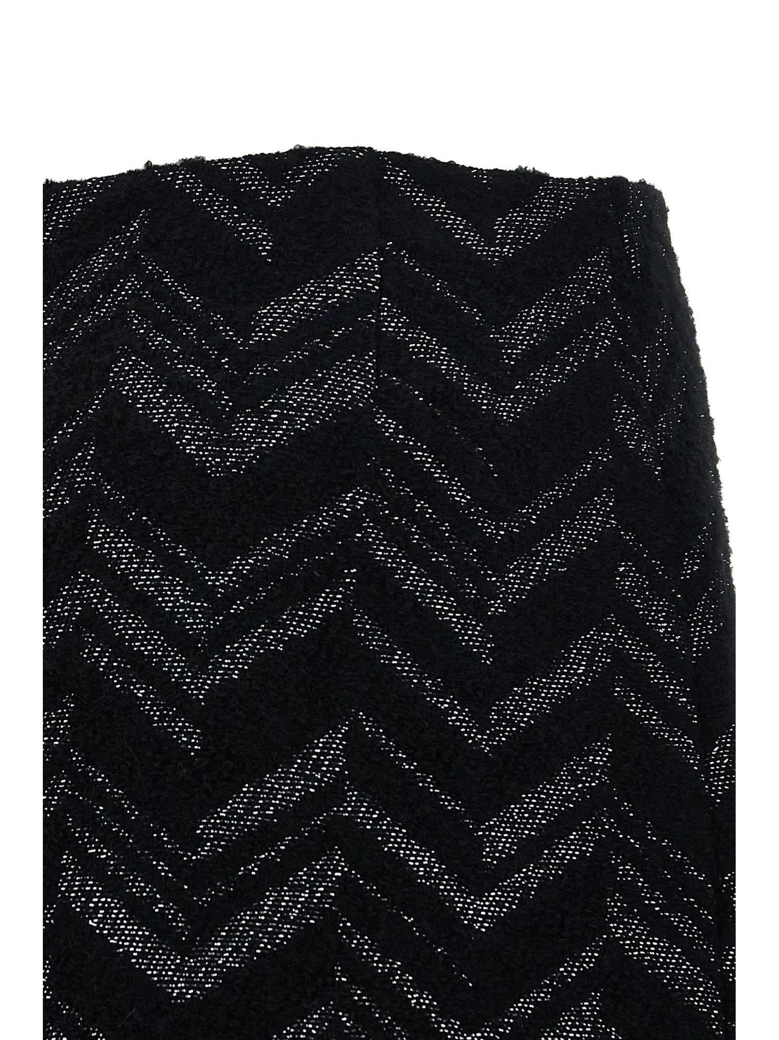 Shop Missoni Bouclé Mini Skirt With Lamé Chevron Motif In Black