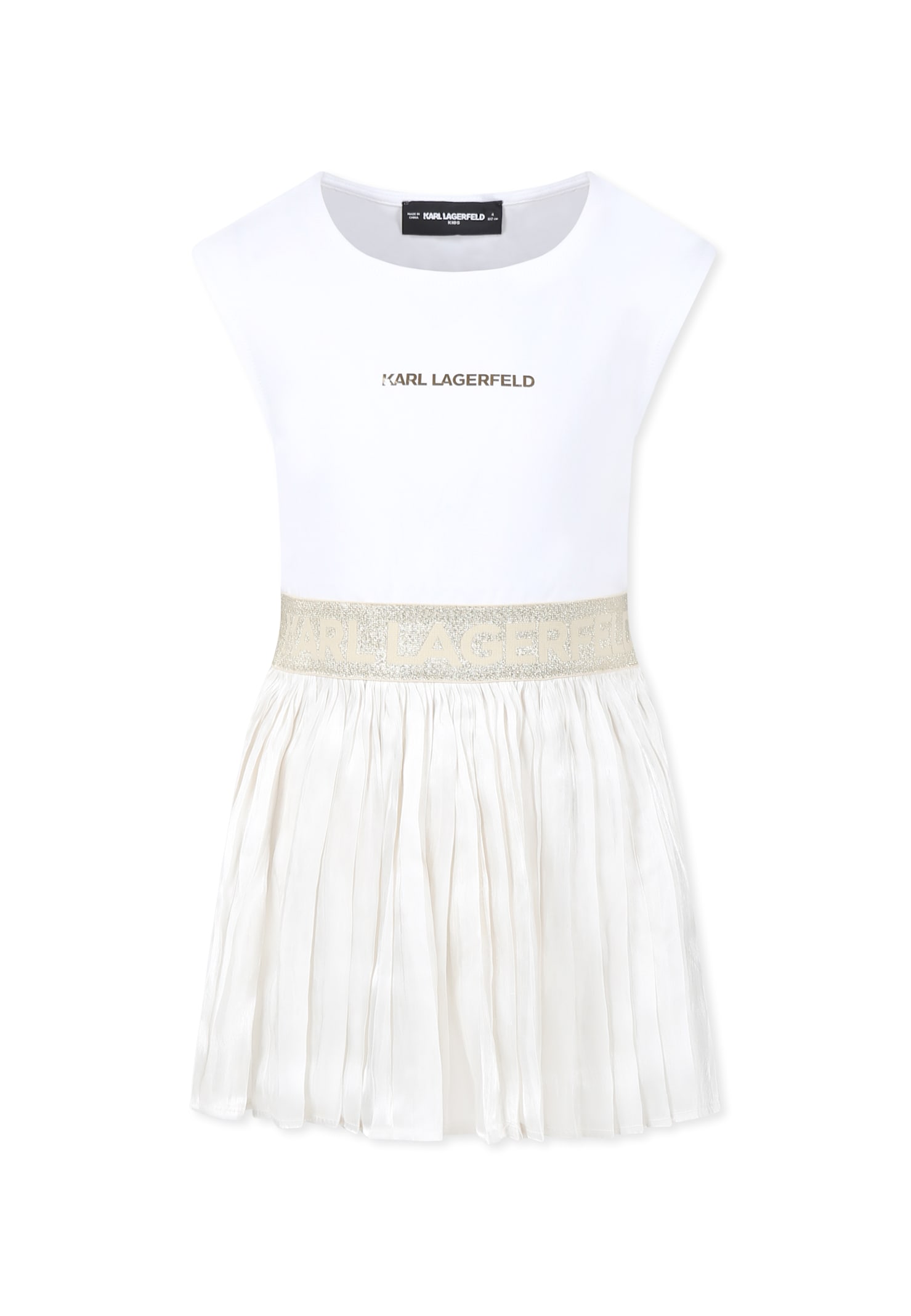 Shop Karl Lagerfeld White Dress For Girl With Logo