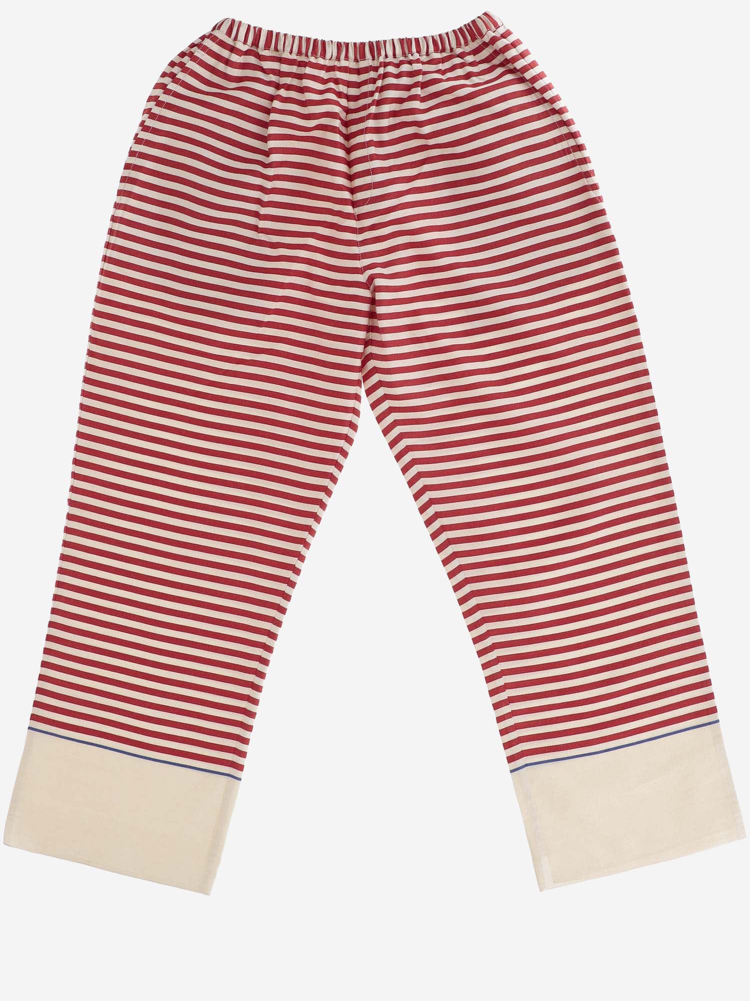 Shop Péro Cotton And Silk Pants With Striped Pattern In Red