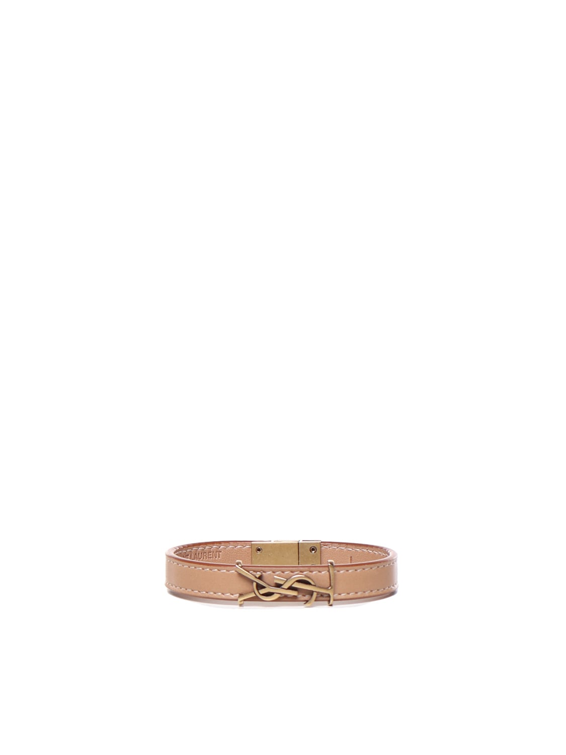 SAINT LAURENT OPYUM BRACELET IN VEGETABLE TANNED LEATHER AND METAL