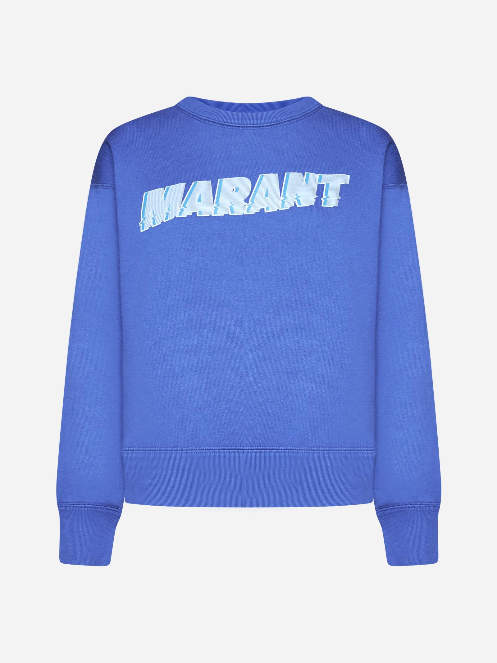 Isabel Marant Étoile Logo-print Cotton Sweatshirt In Blu