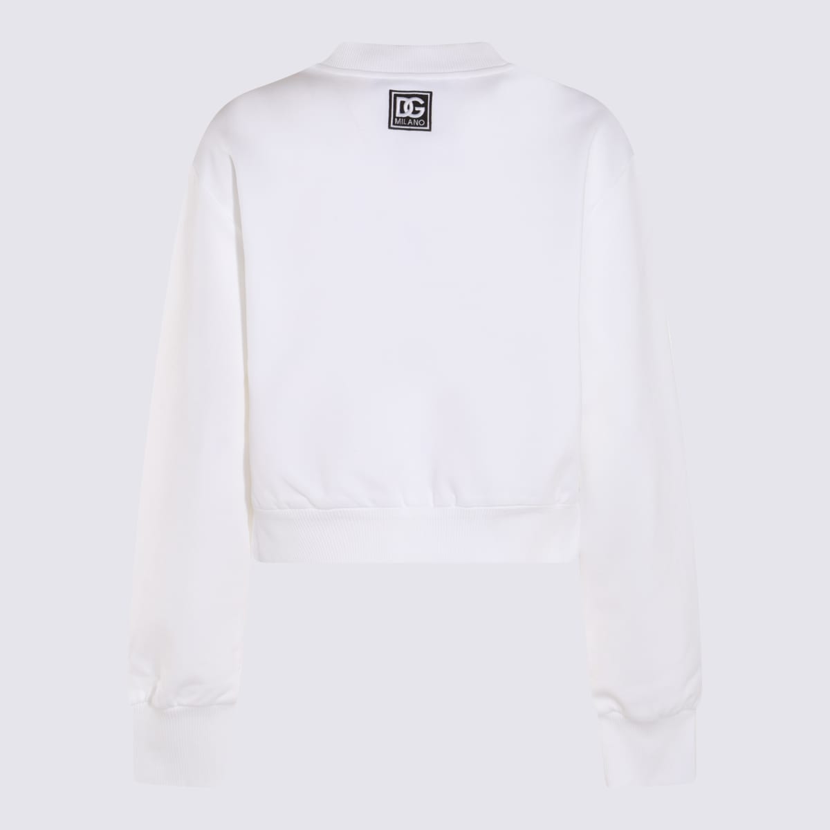 Shop Dolce & Gabbana White And Black Cotton Sweatshirt