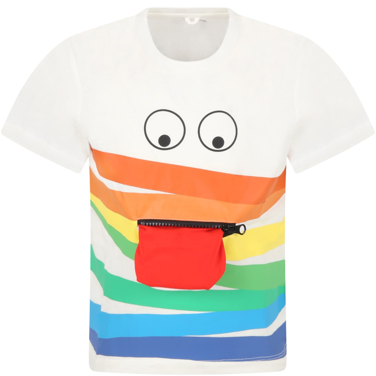 Stella McCartney Kids Ivory T-shirt For Boy With Eyes And Tongue
