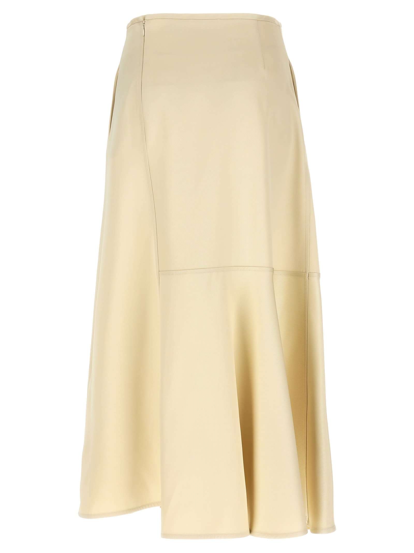 Jil Sander High-waisted Midi Skirt Asymmetric Hem In White