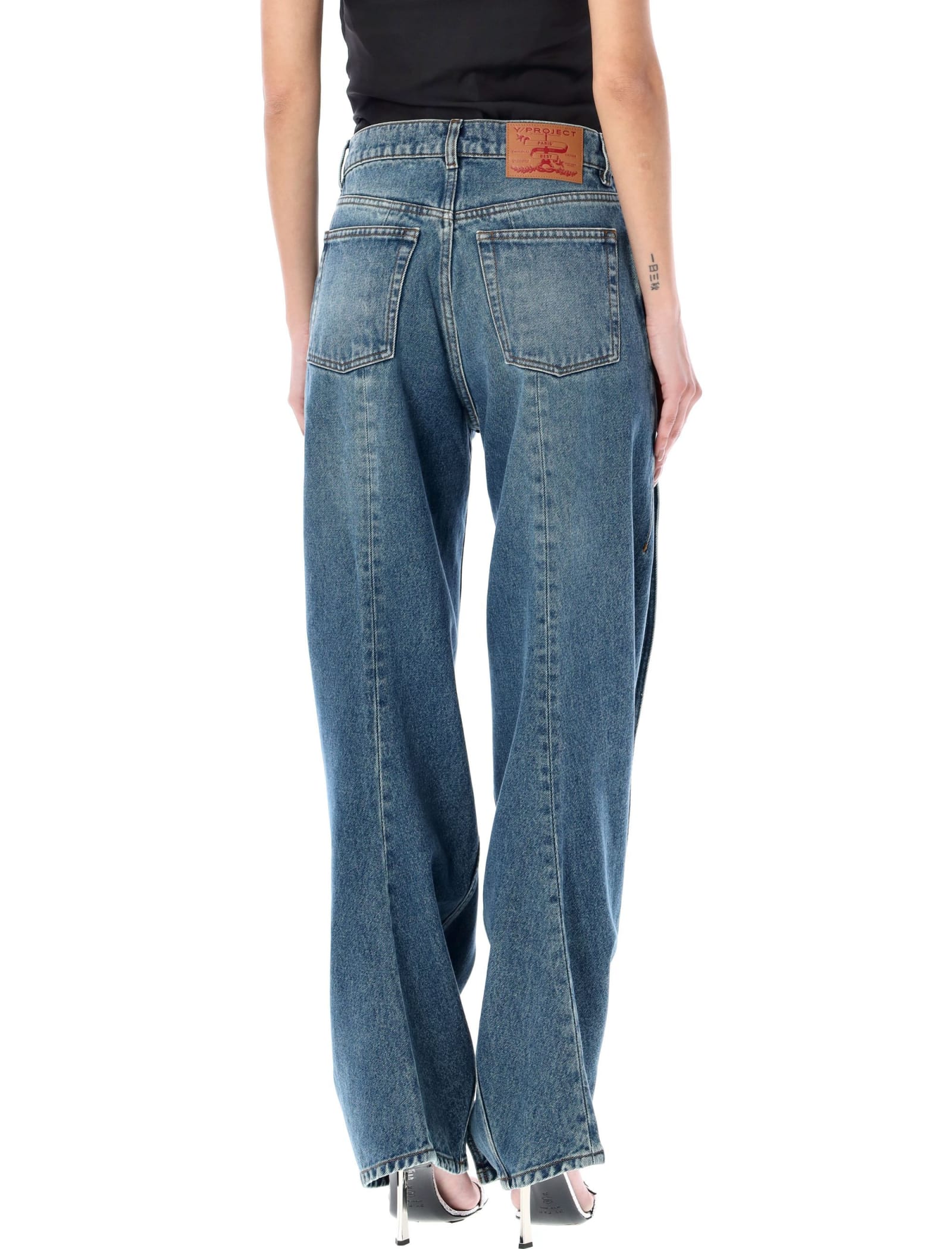 Shop Y/project Evergreen Banana Jeans In Evergreen Vintage Blue