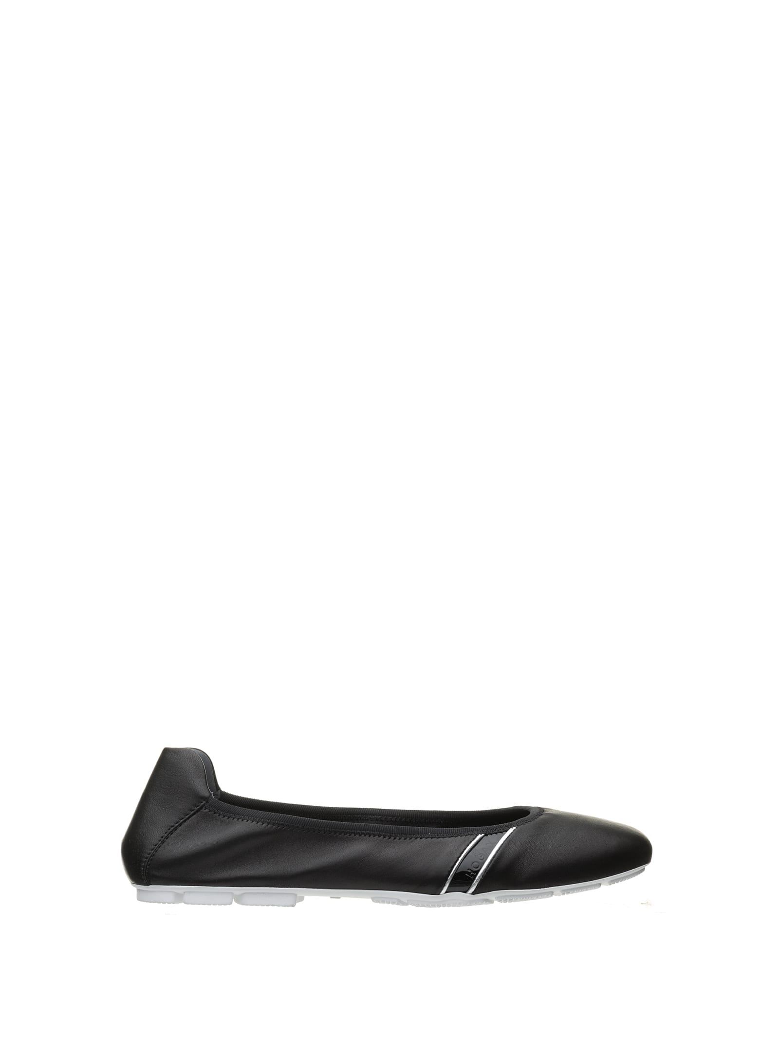 HOGAN H511 BLACK SILVER FLAT BALLERINA SHOES,11294429