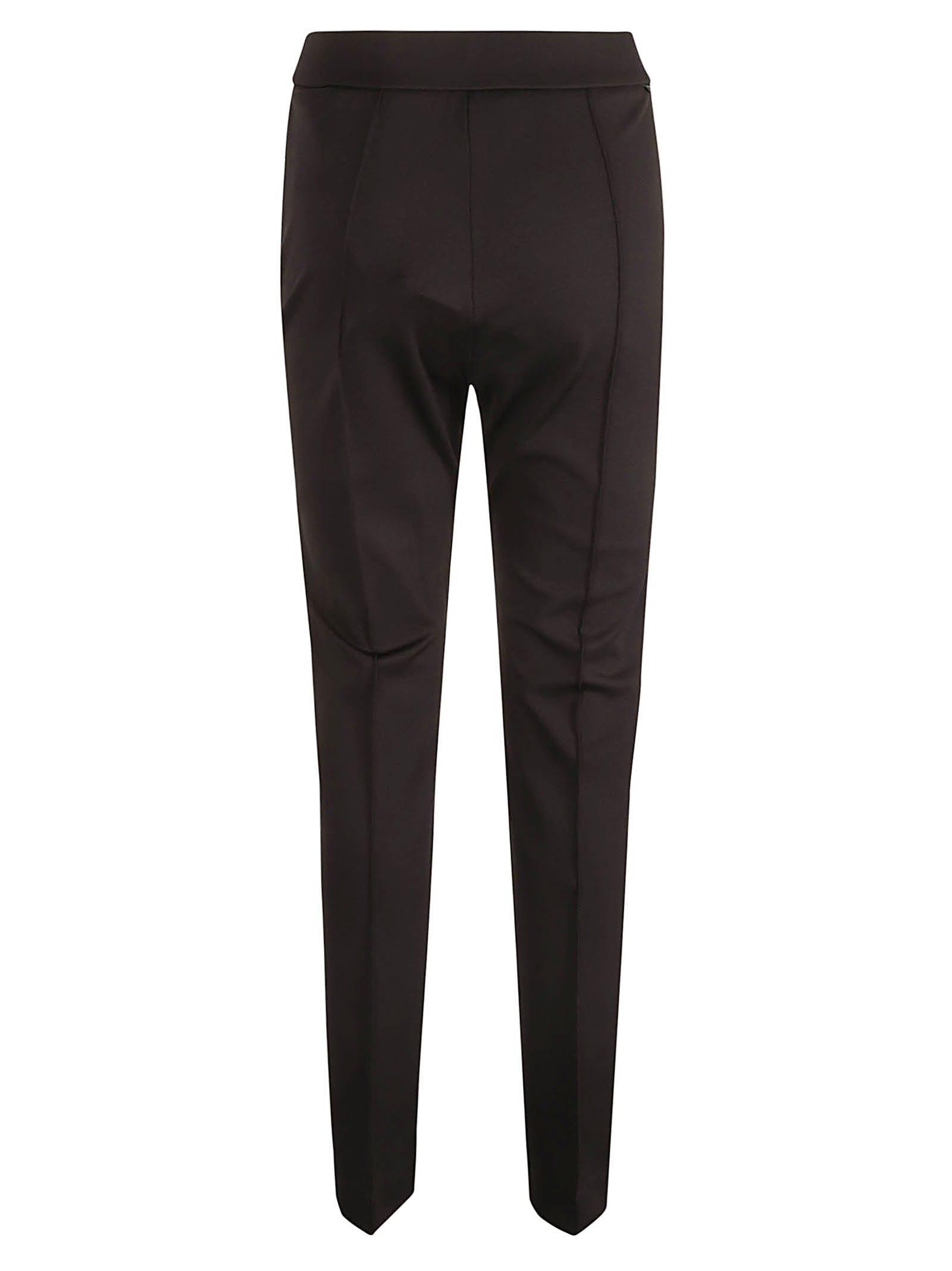 Shop Moncler Elastic Waist Cropped Plain Trousers In Black