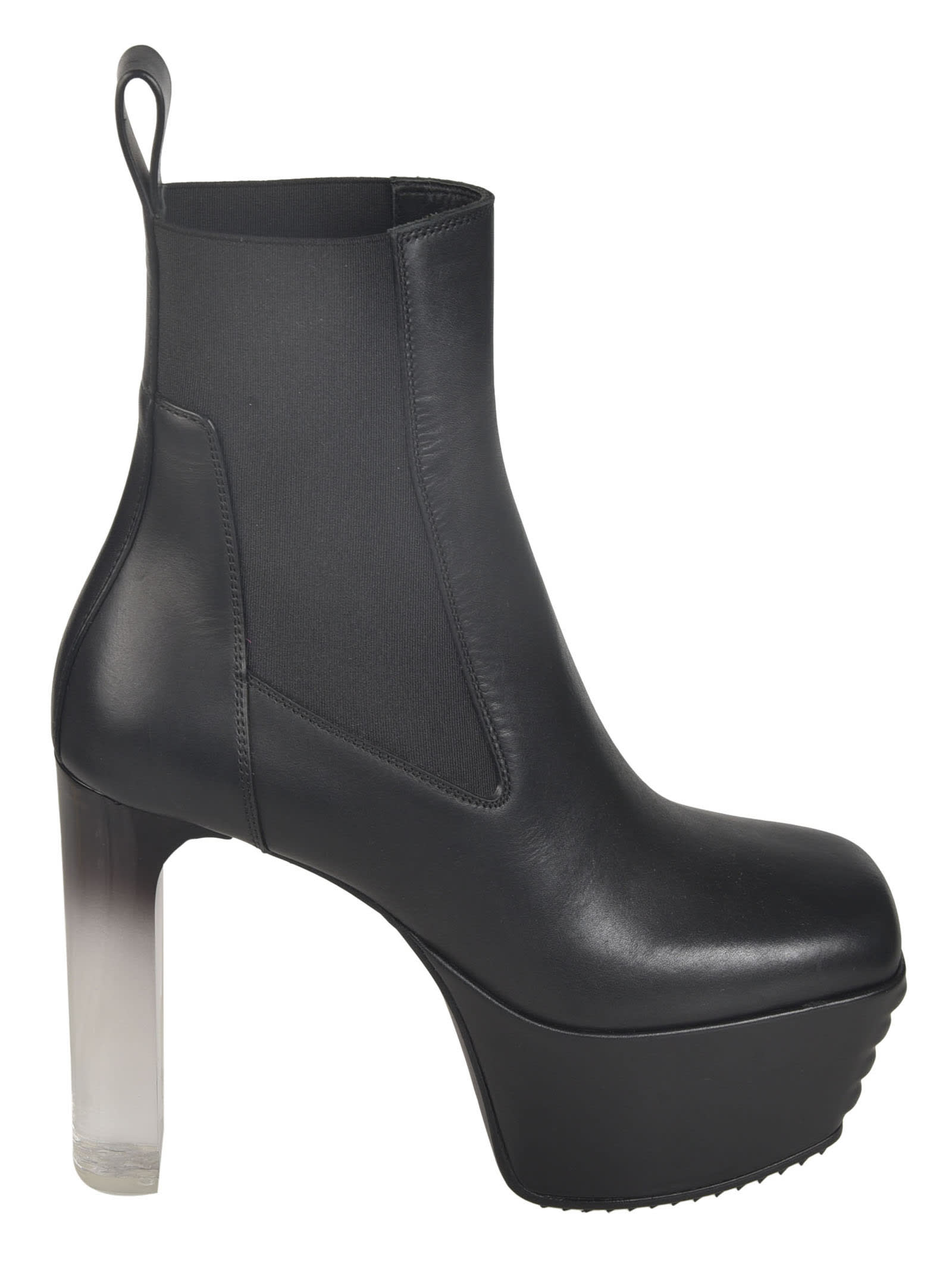 Rick Owens Open Toe Minimal Grill Beatle Boots In Black/clear