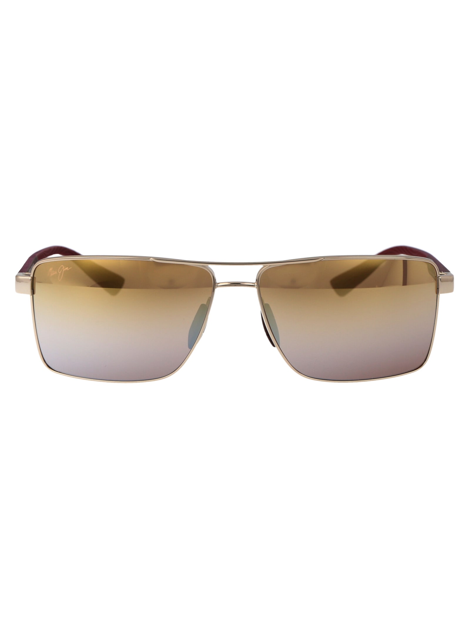 Shop Maui Jim Piha Sunglasses In 16 Gold/silver Piha Shiny Gold W/ Burgundy