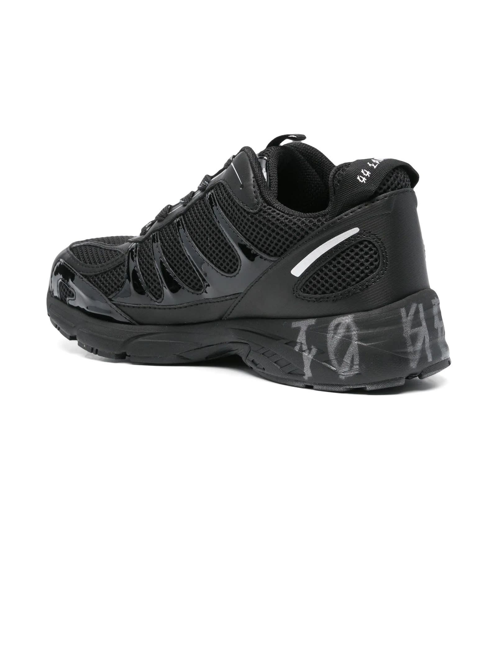 44 Label Group Dragger Sneakers In Black Leather And Fabric In Black