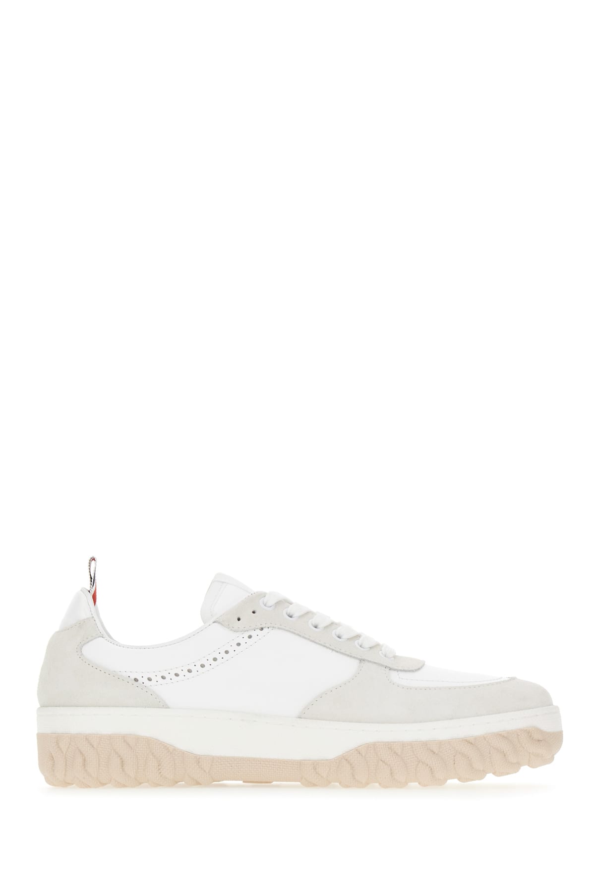 Shop Thom Browne Two-tone Leather Letterman Sneakers In Tonal White Fun Mix