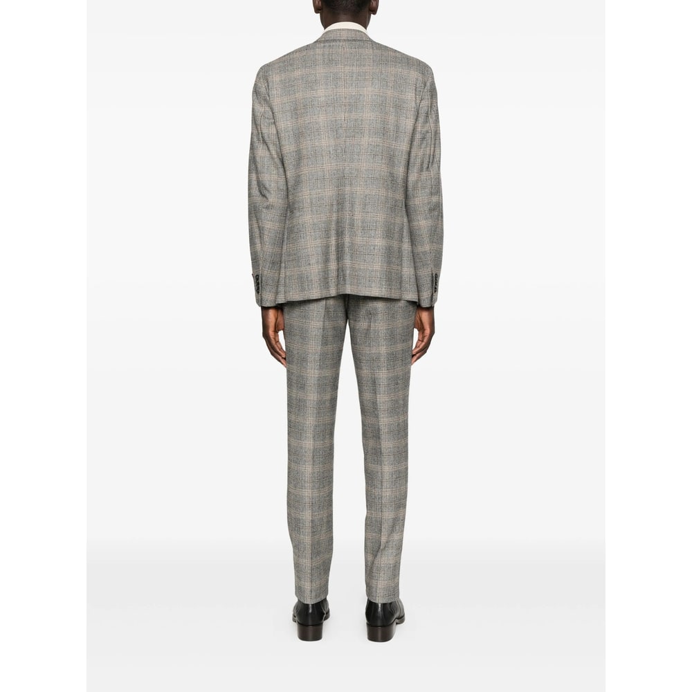 Isaia Checked Single-breasted Suit In Gray