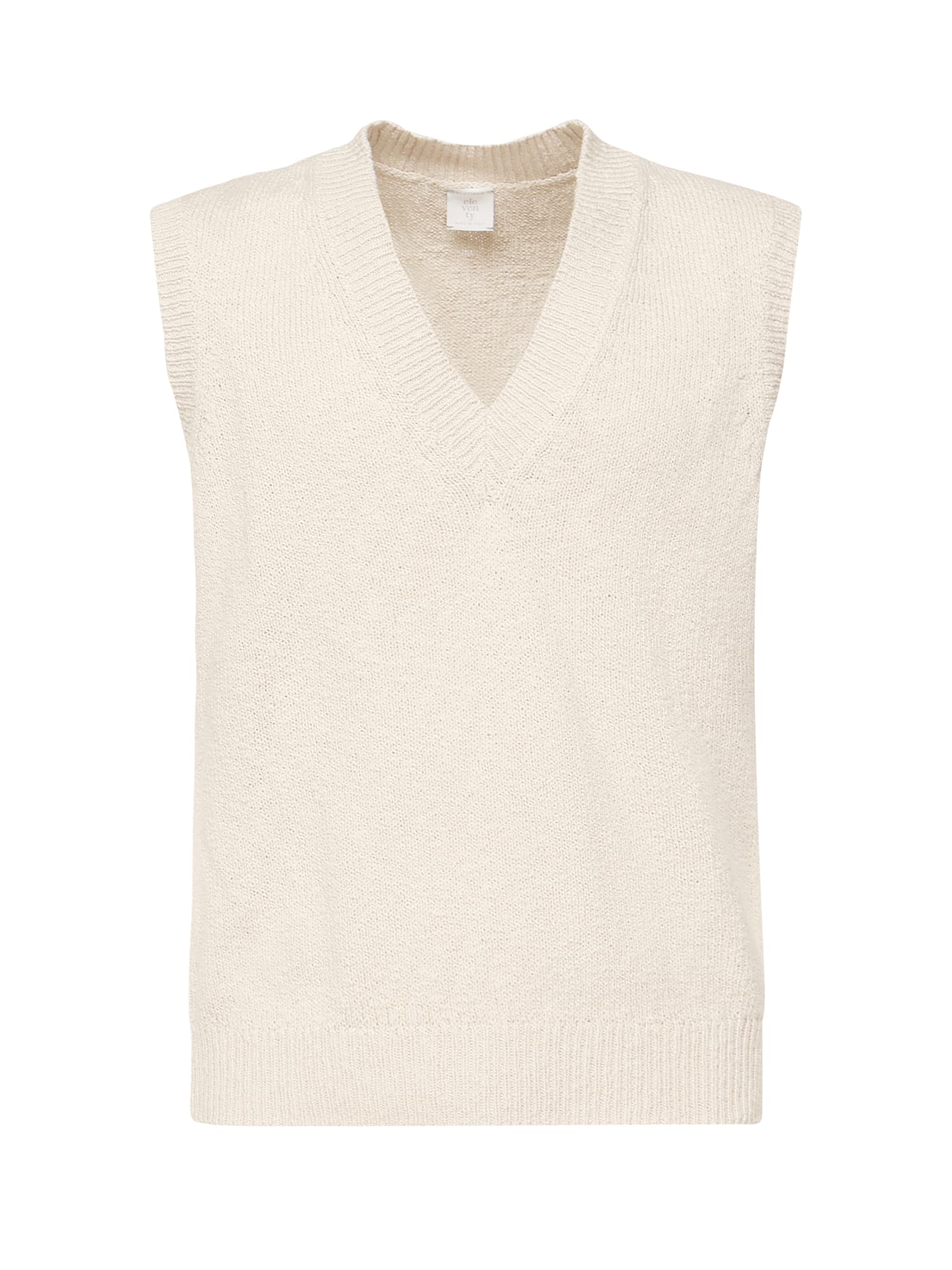 Eleventy Sand Sleeveless V Neck Sweater