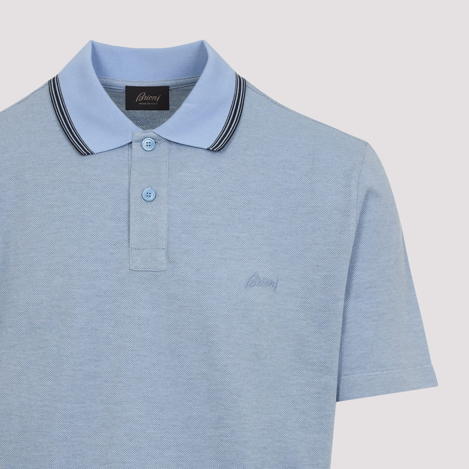Brioni Striped Edge Polo Shirt In Cotton In Multi